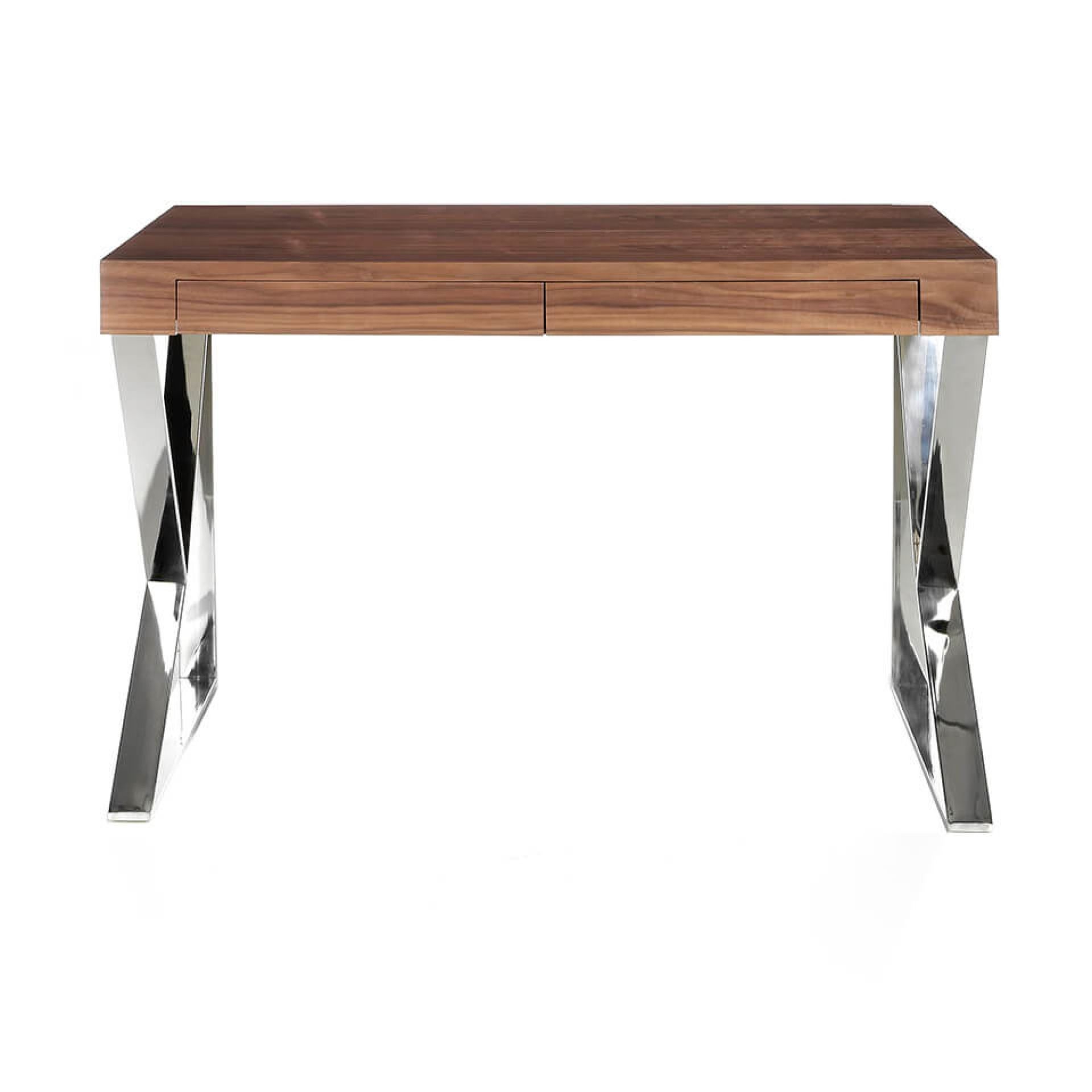 Walnut and chrome-plated steel desk