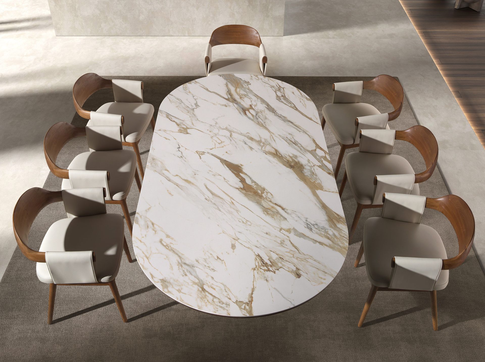 Walnut and cream leatherette chair