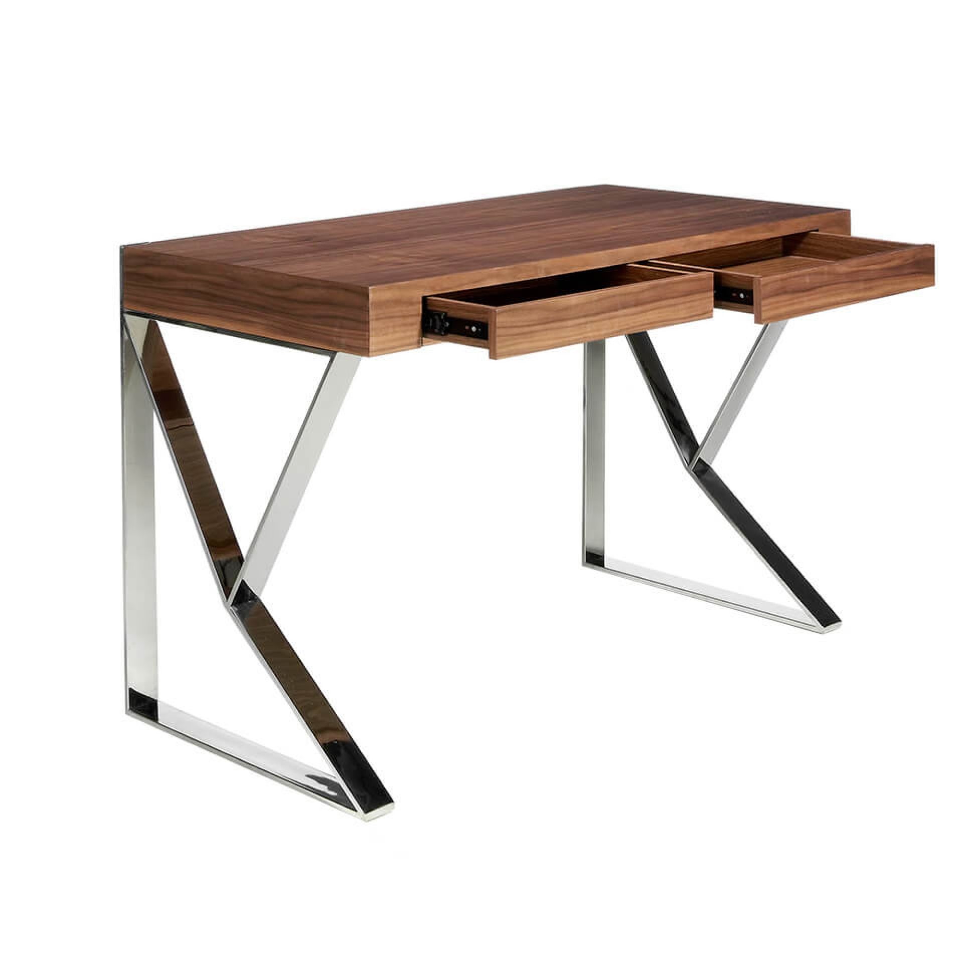 Walnut and chrome-plated steel desk