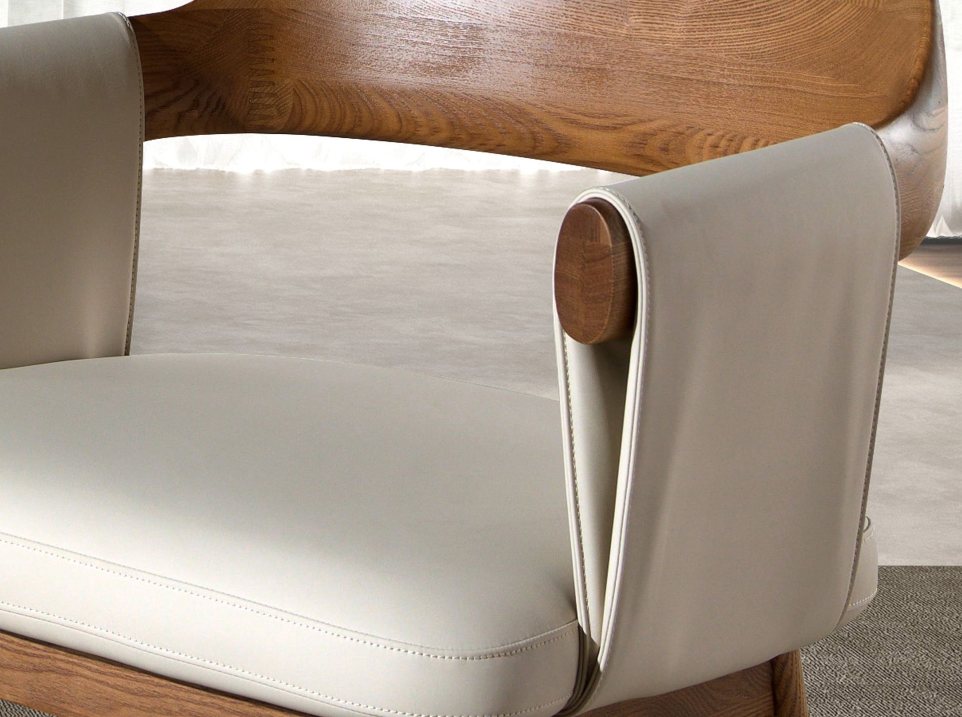 Walnut and cream leatherette chair