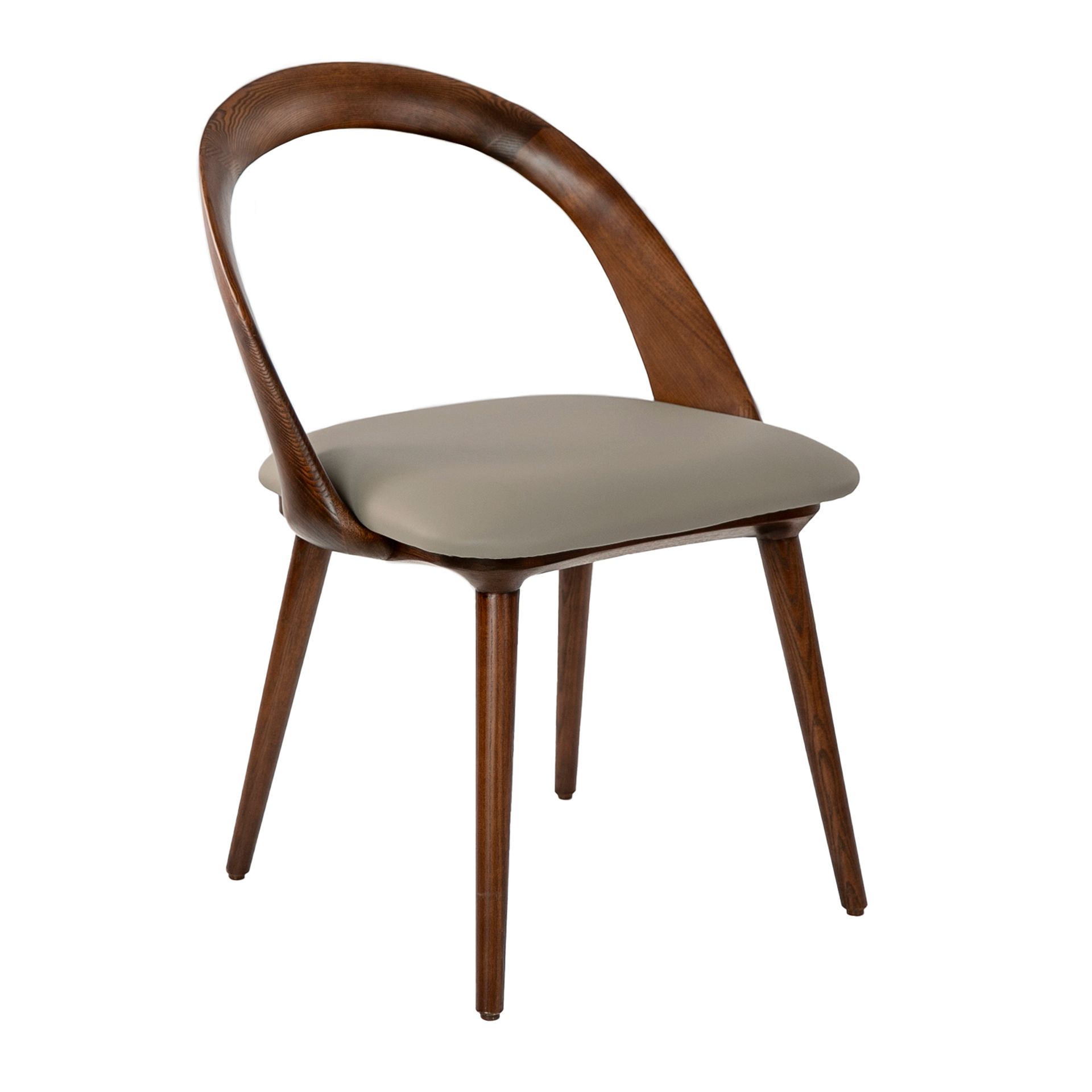 Walnut and mink leatherette chair