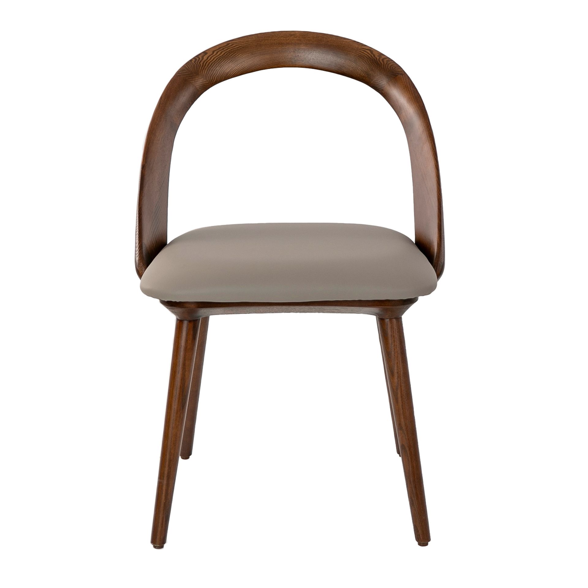 Walnut and mink leatherette chair