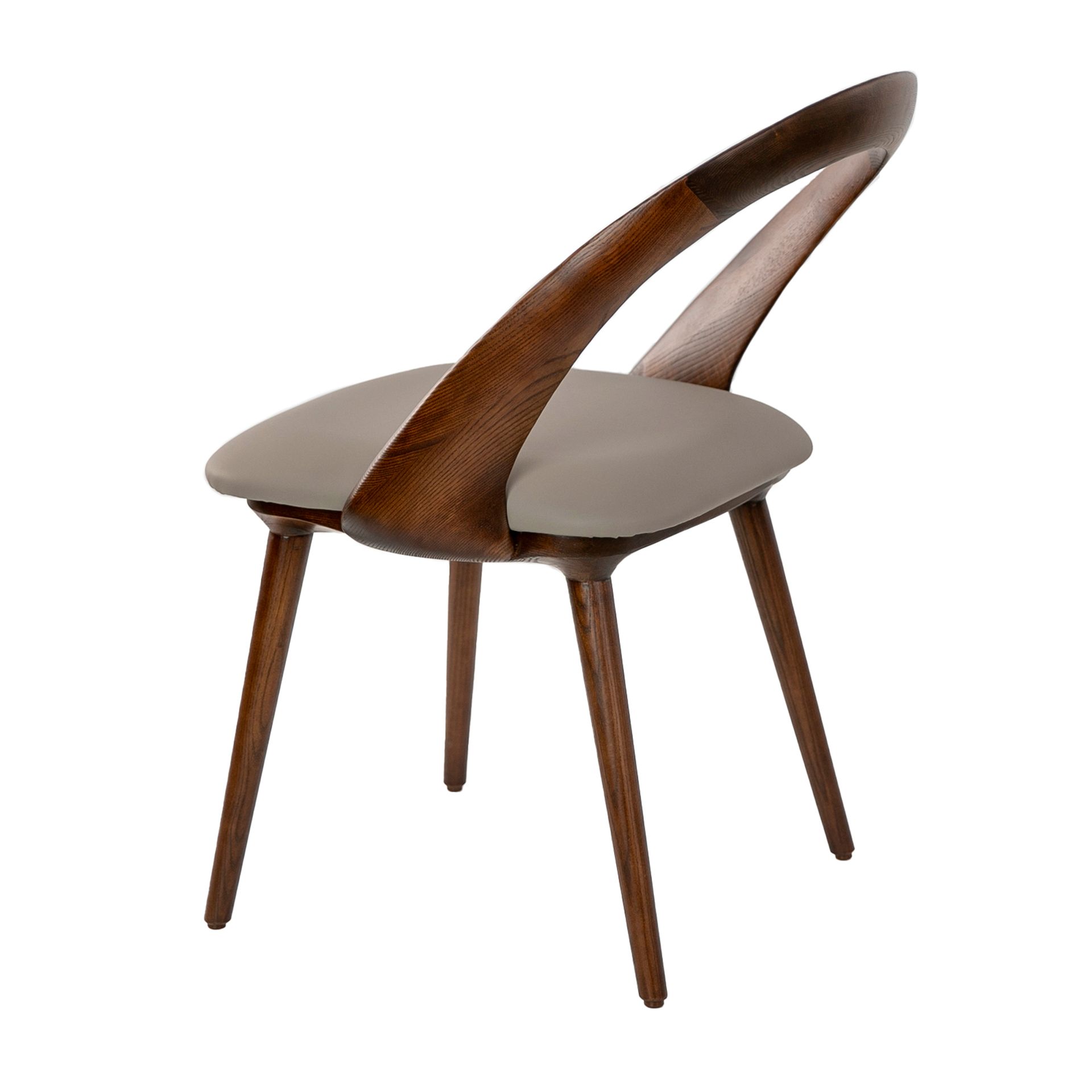 Walnut and mink leatherette chair