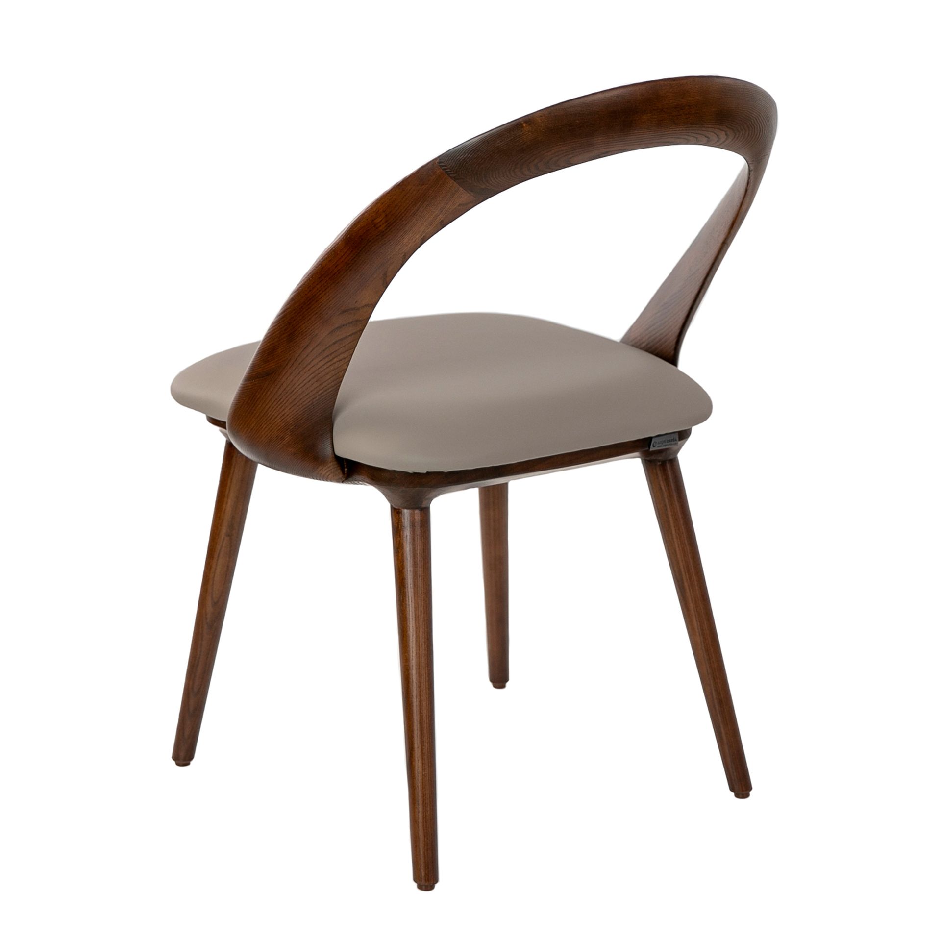 Walnut and mink leatherette chair