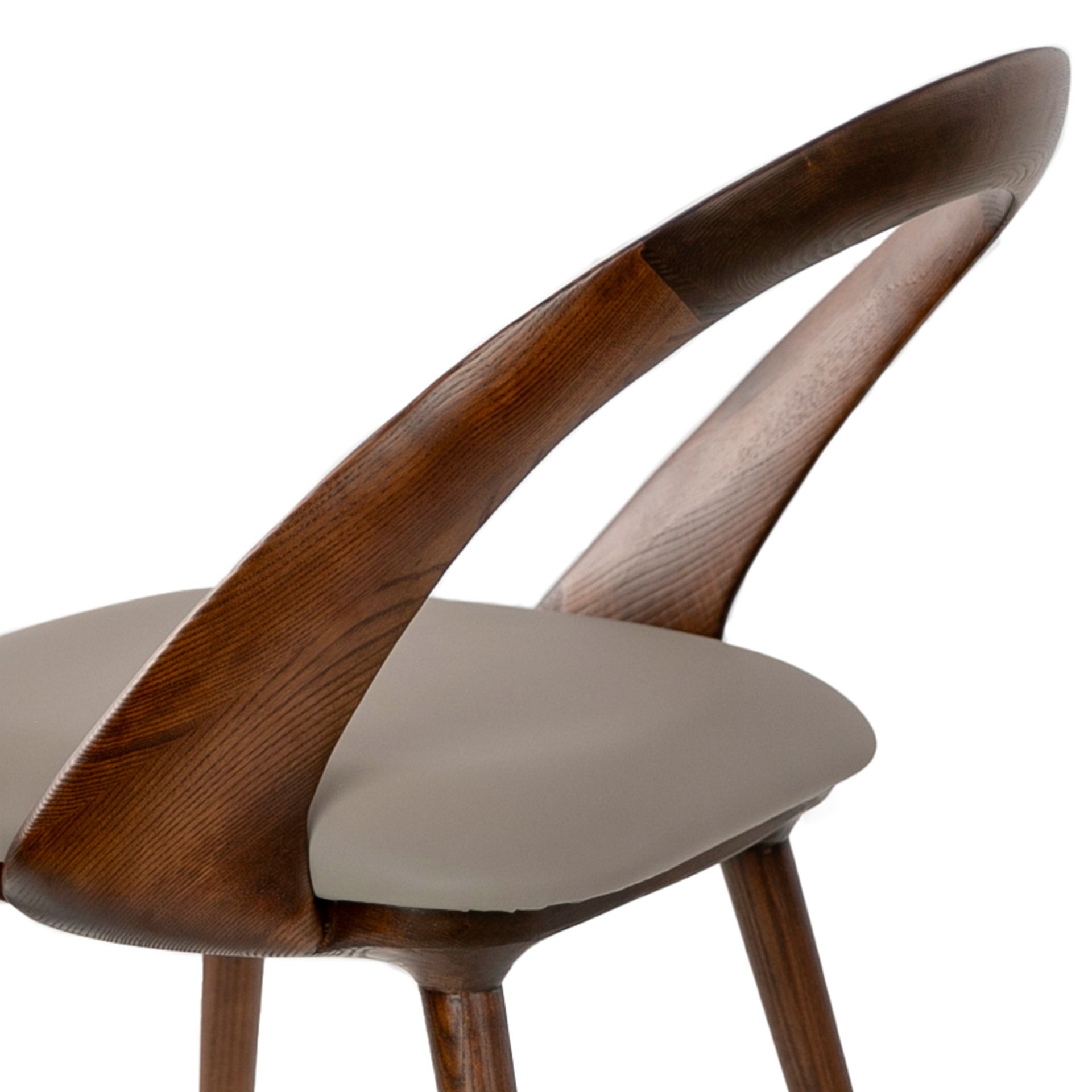 Walnut and mink leatherette chair