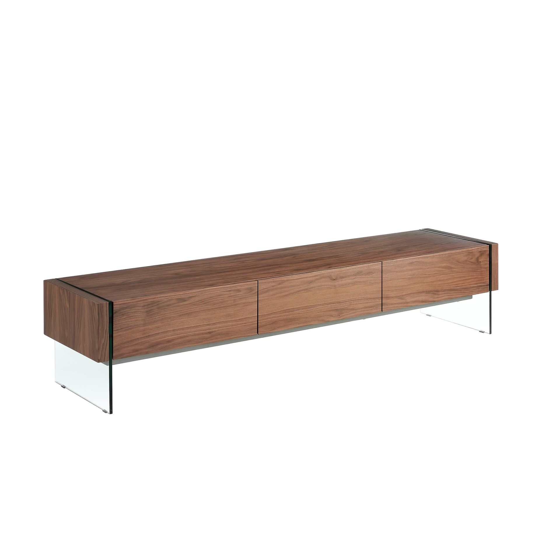 Walnut and tempered glass TV stand