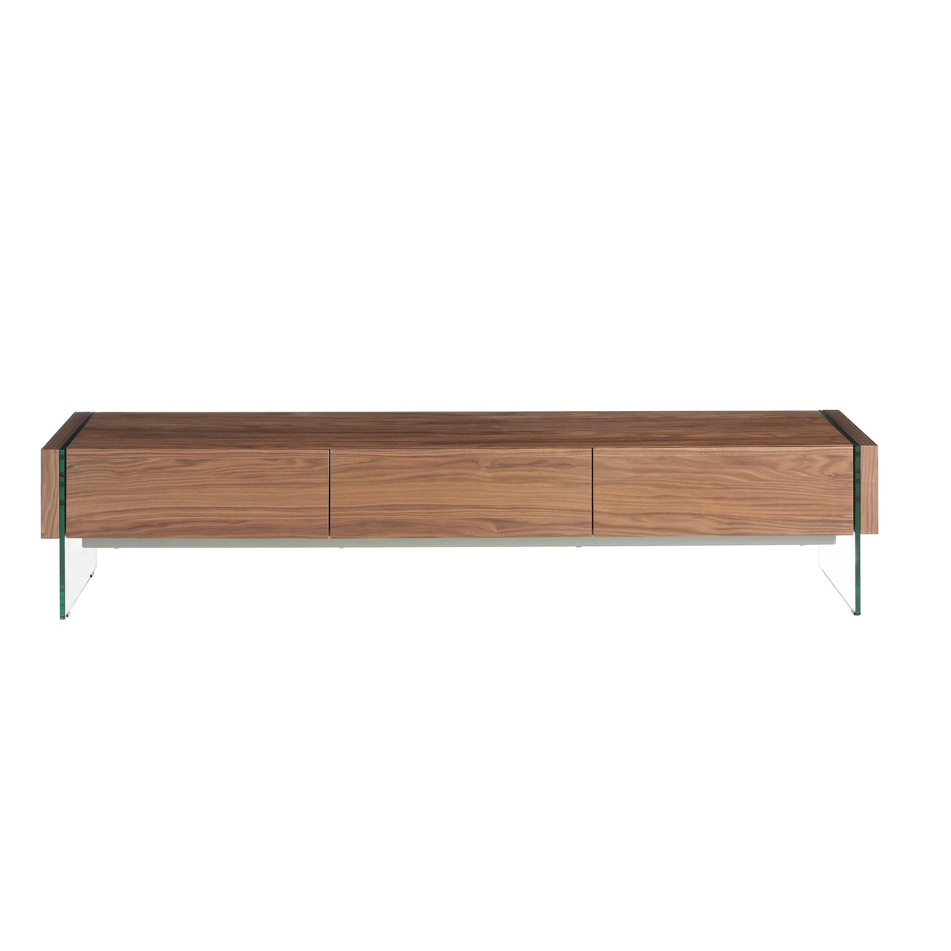 Walnut and tempered glass TV stand