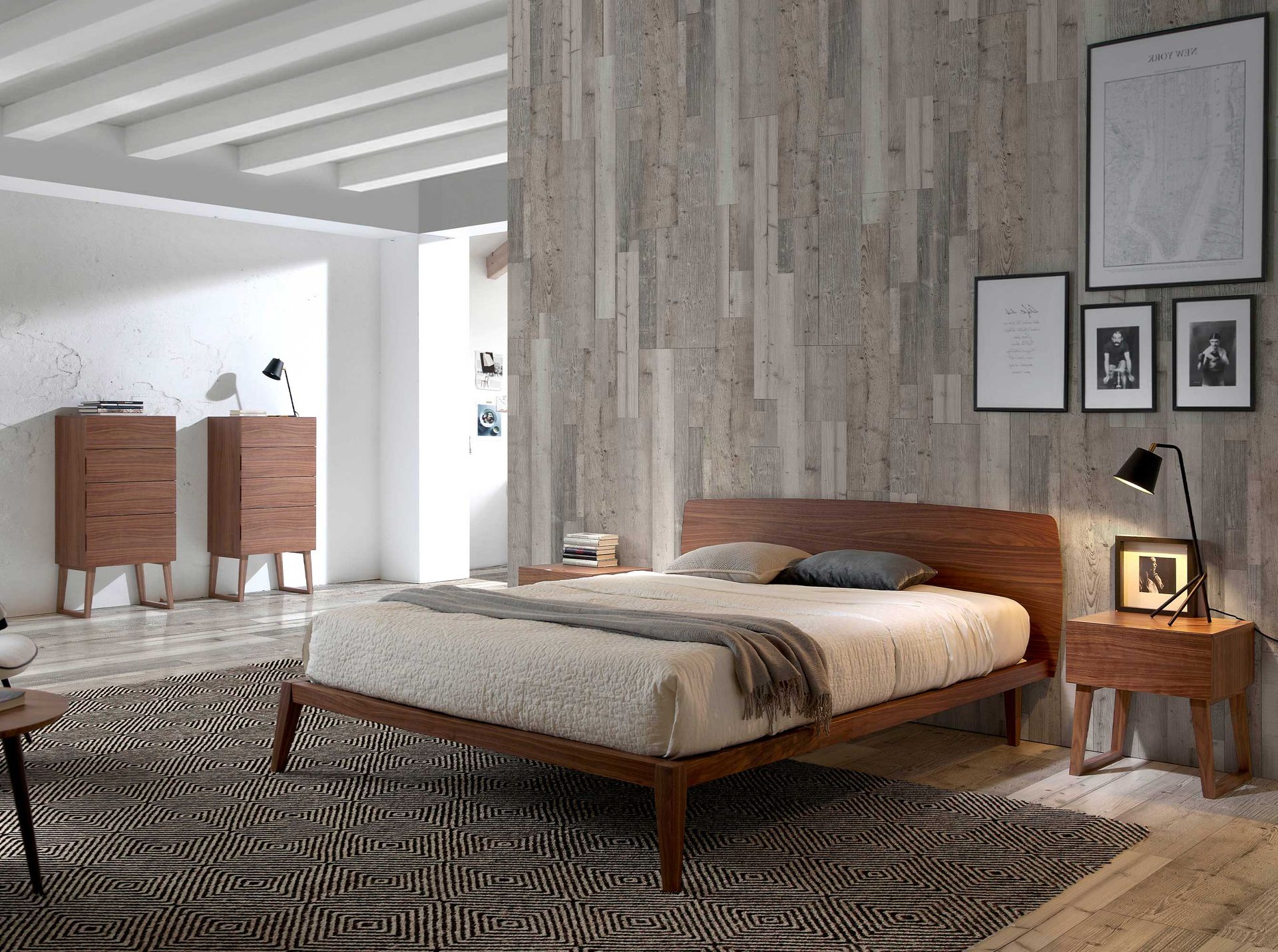 Walnut bed