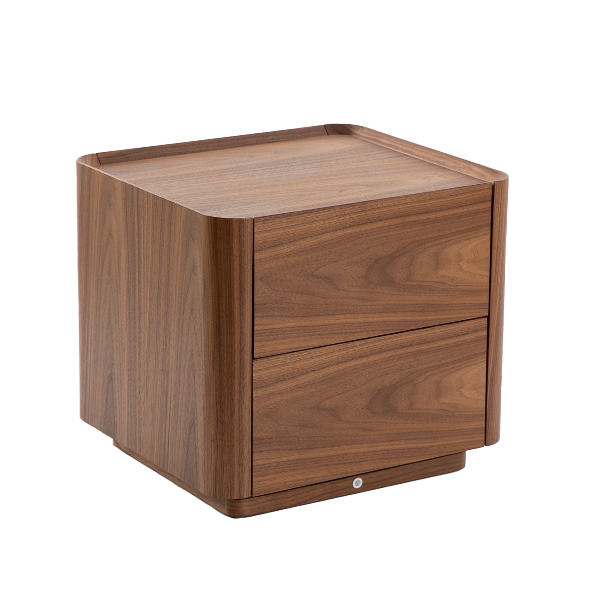 Walnut bedside table with lighting