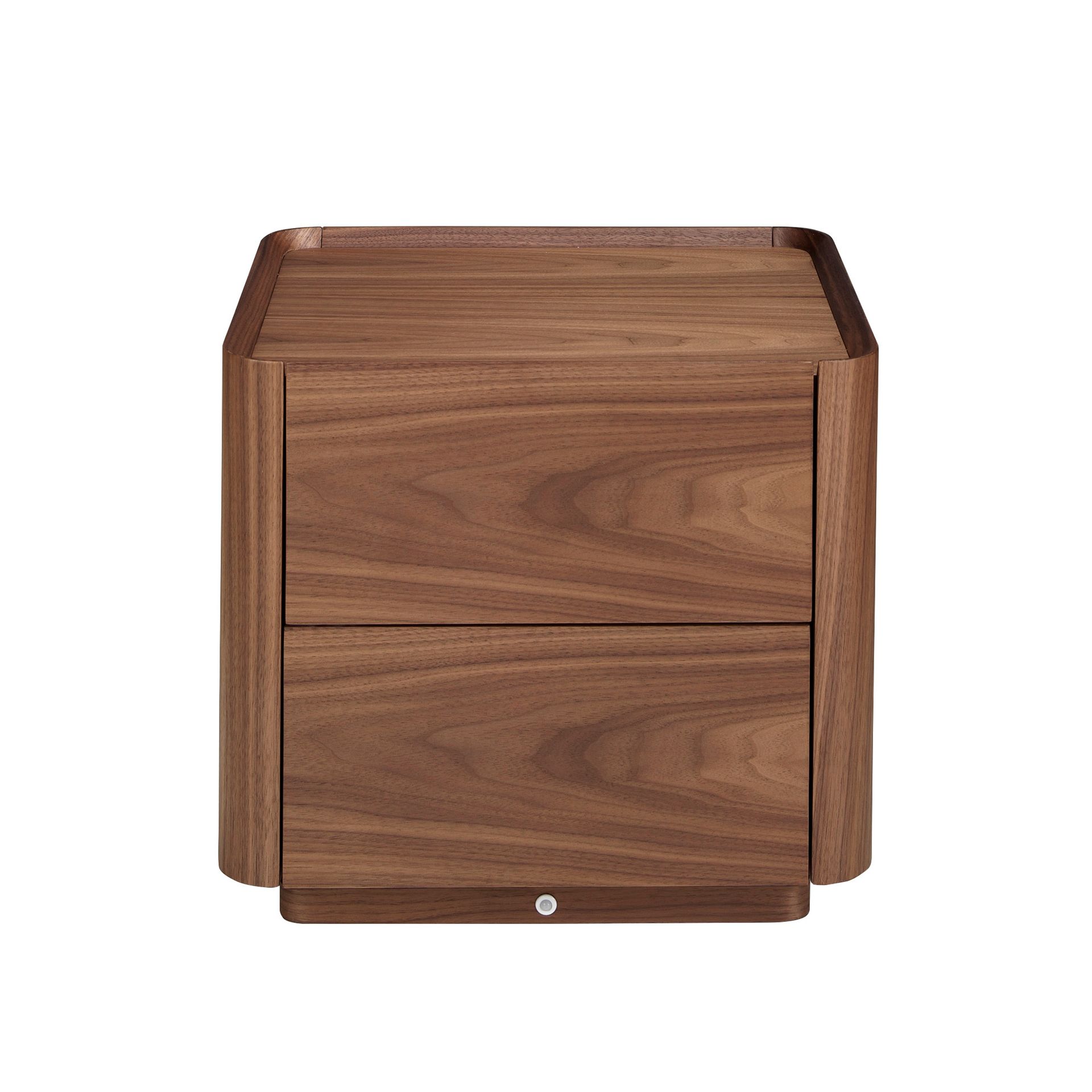 Walnut bedside table with lighting