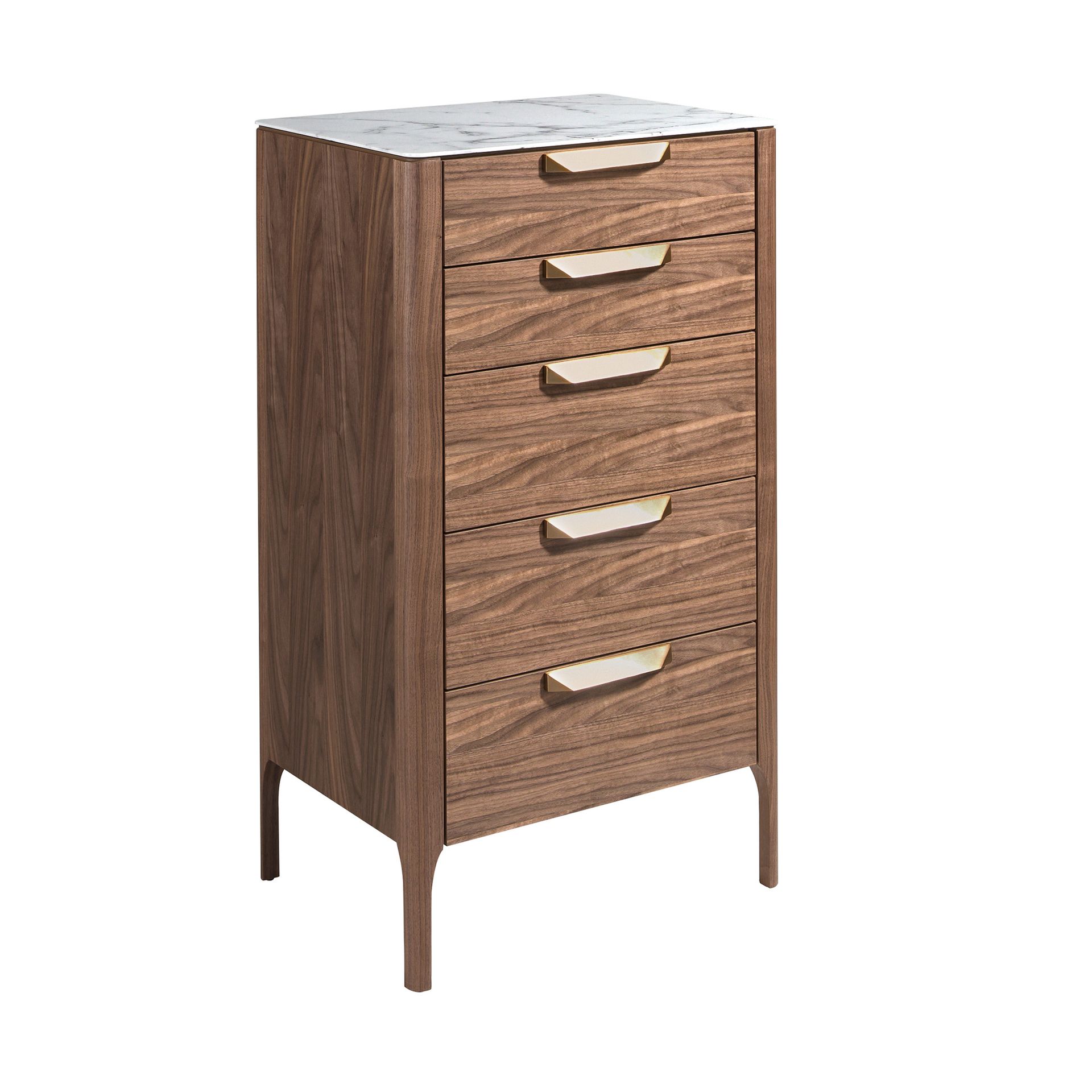 Walnut chiffonier with marble-look glass top