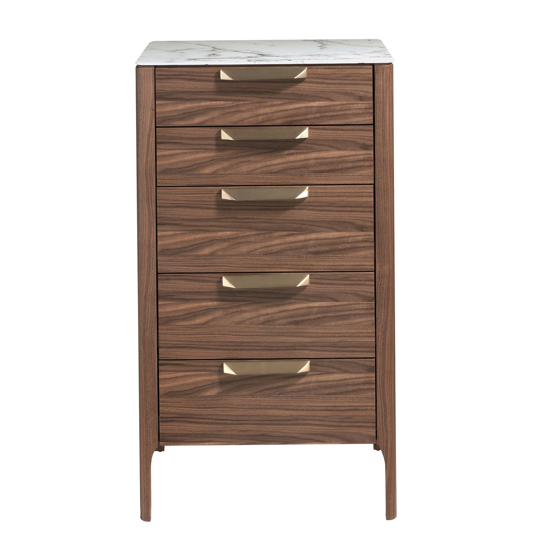 Walnut chiffonier with marble-look glass top