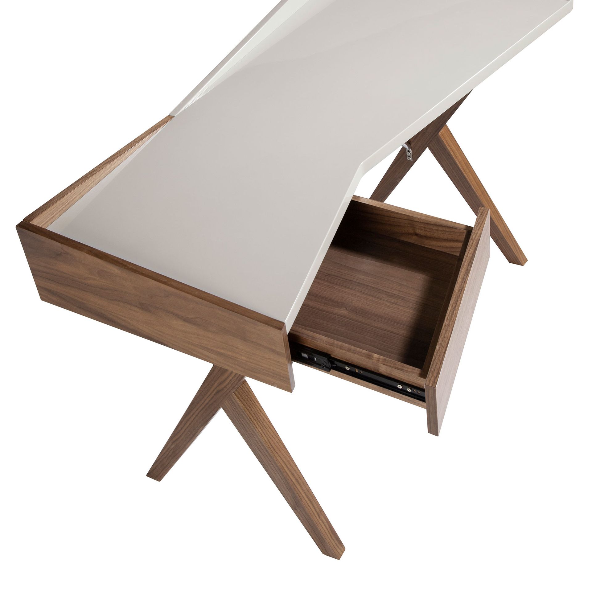 Walnut desk with grey wooden top