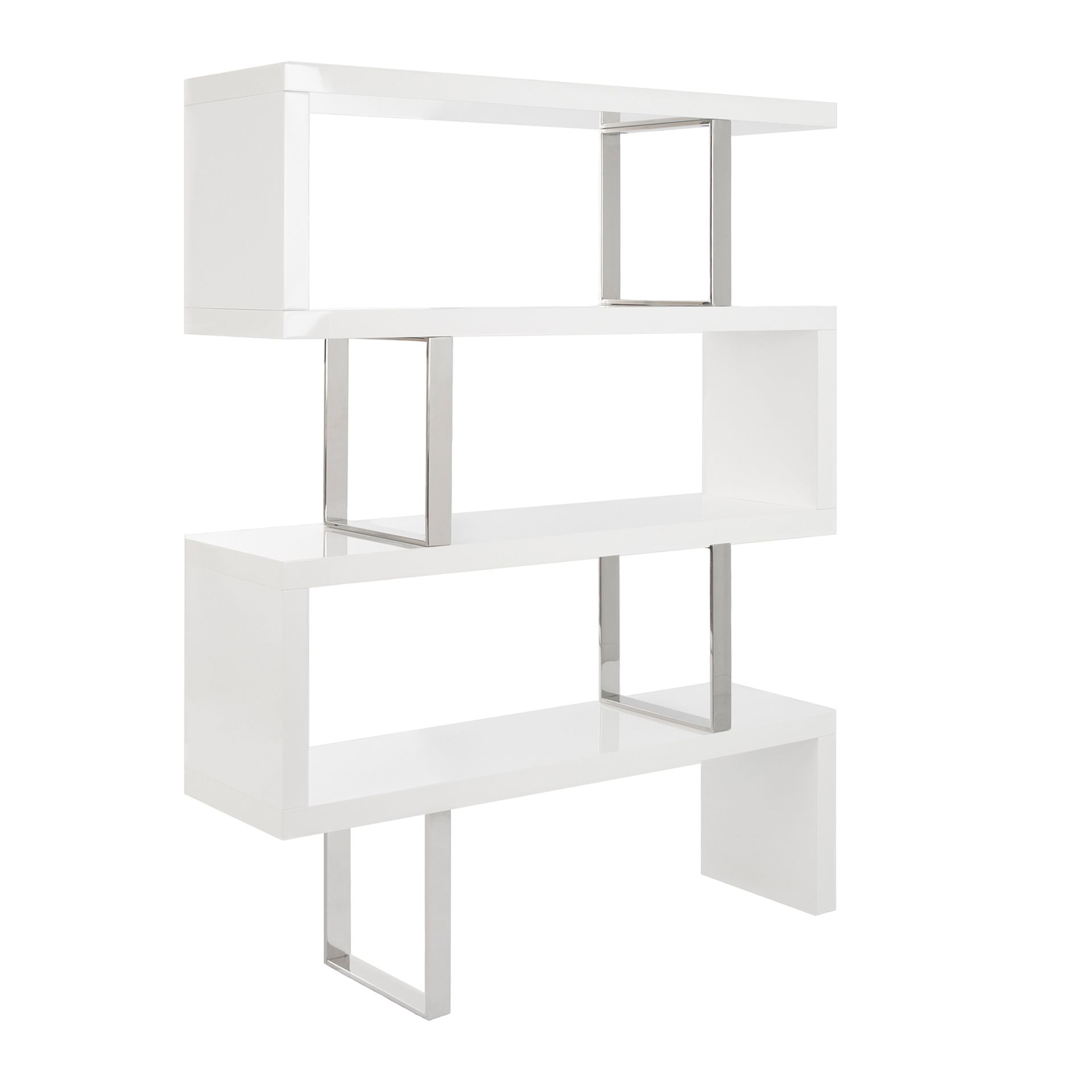 White and steel shelving