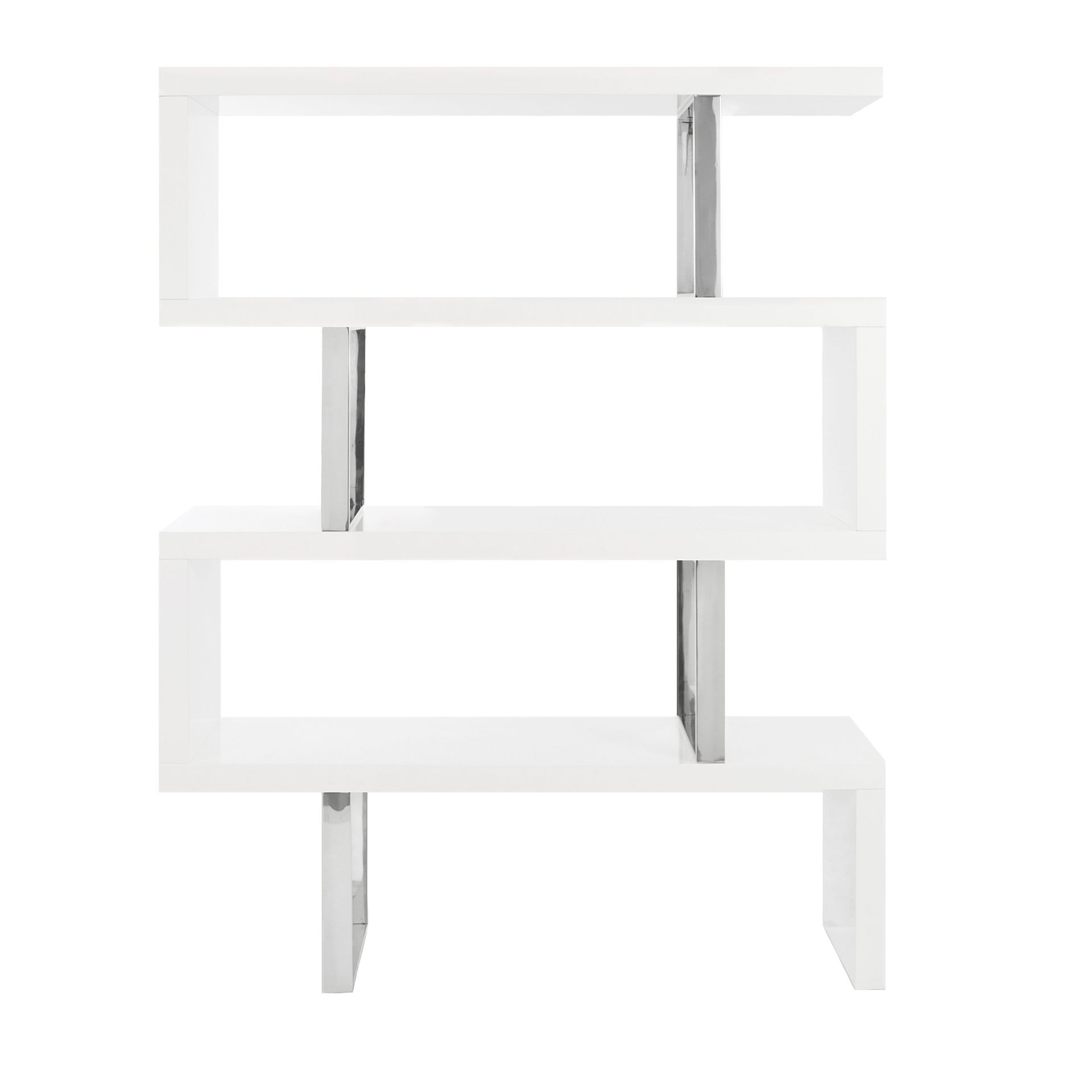 White and steel shelving
