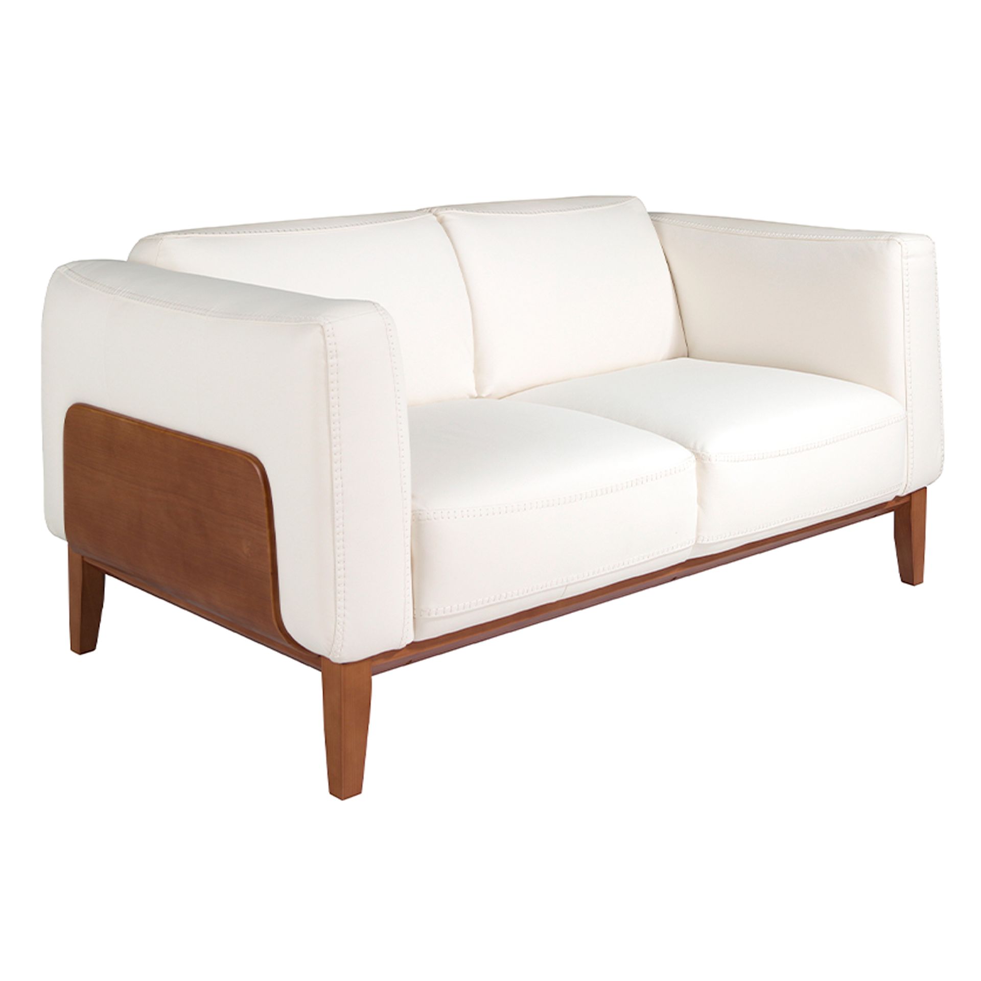 White leather 2-seater sofa