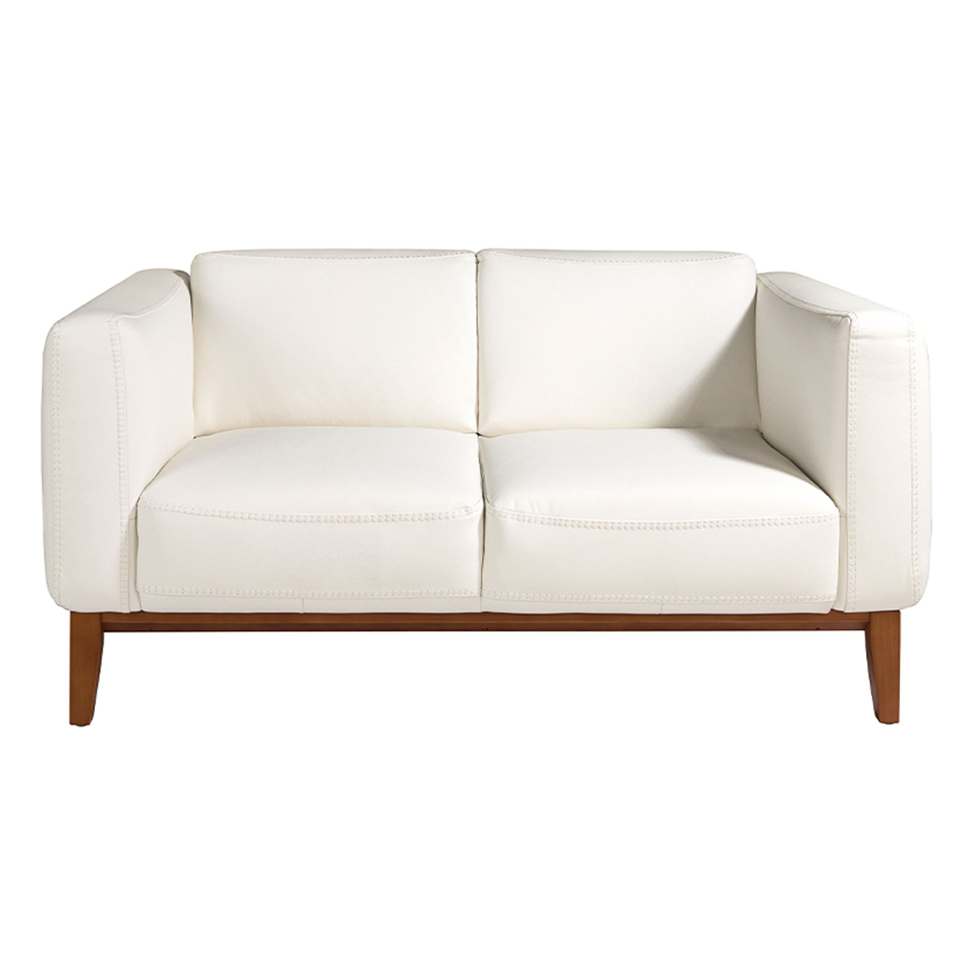 White leather 2-seater sofa