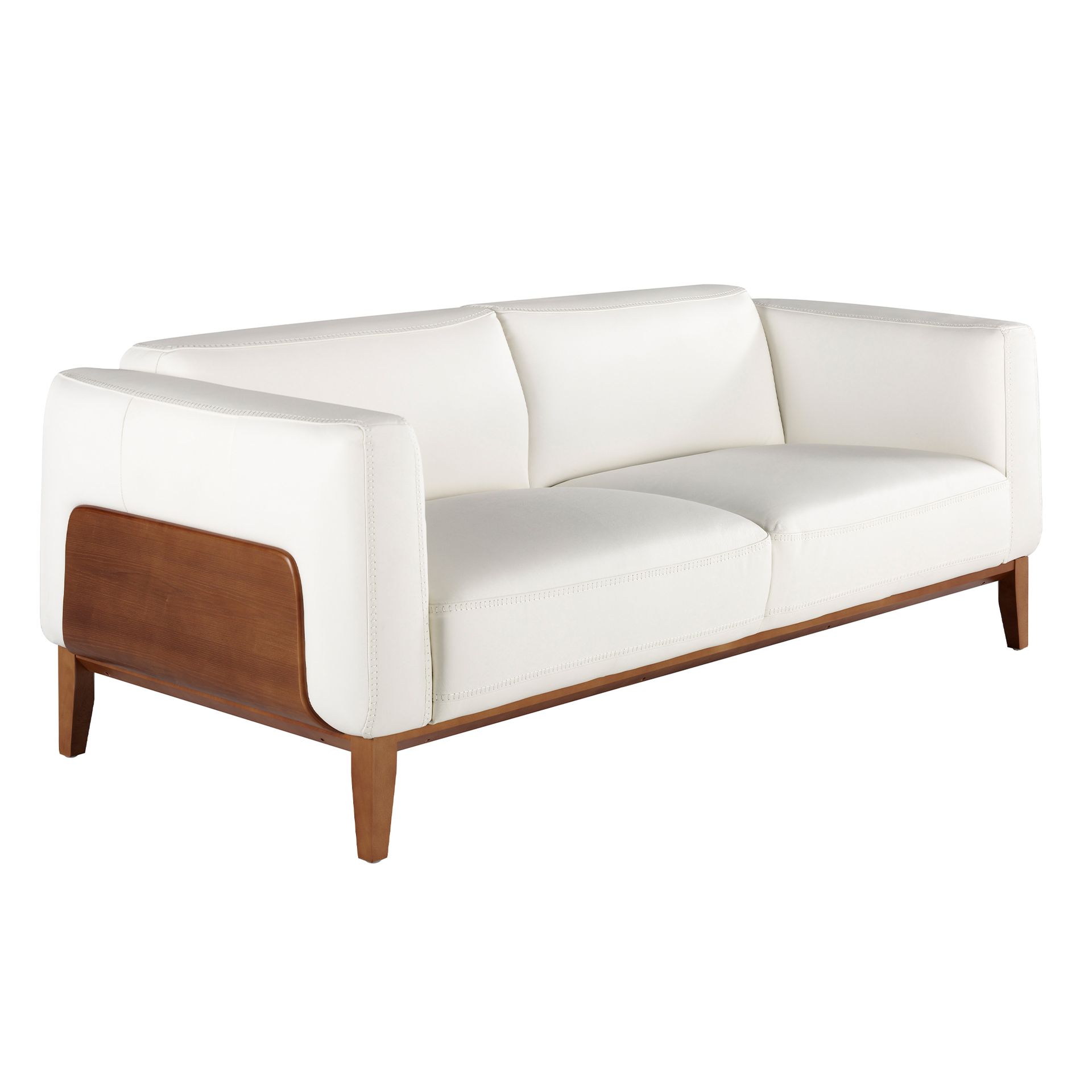 White leather 3-seater sofa