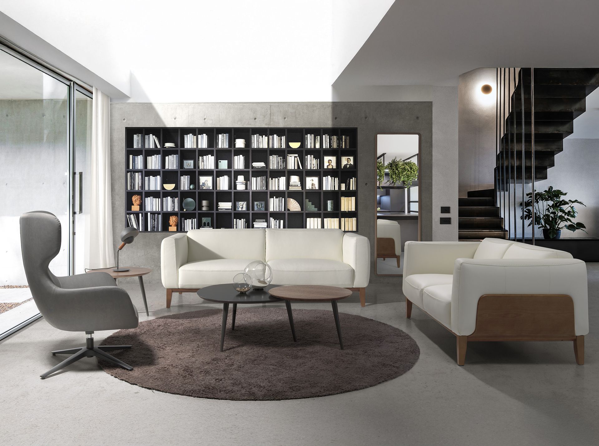 White leather 2-seater sofa