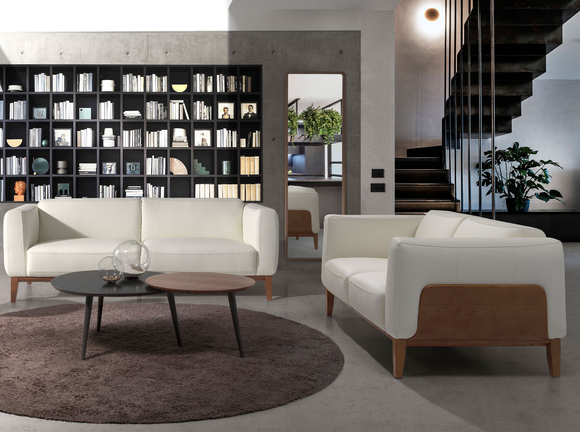 White leather 2-seater sofa