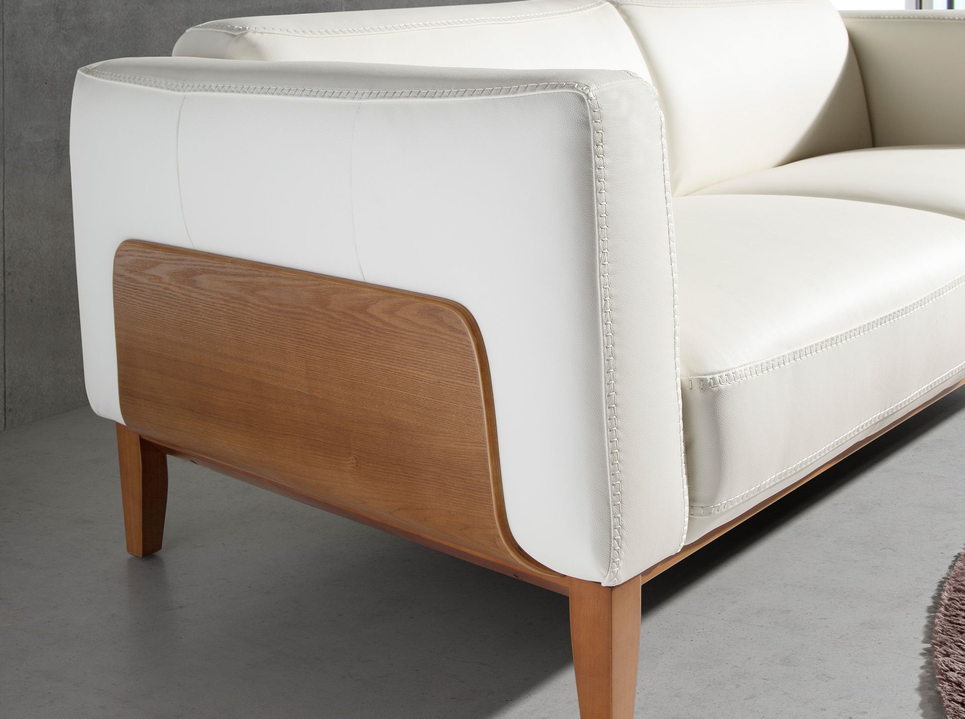 White leather 3-seater sofa