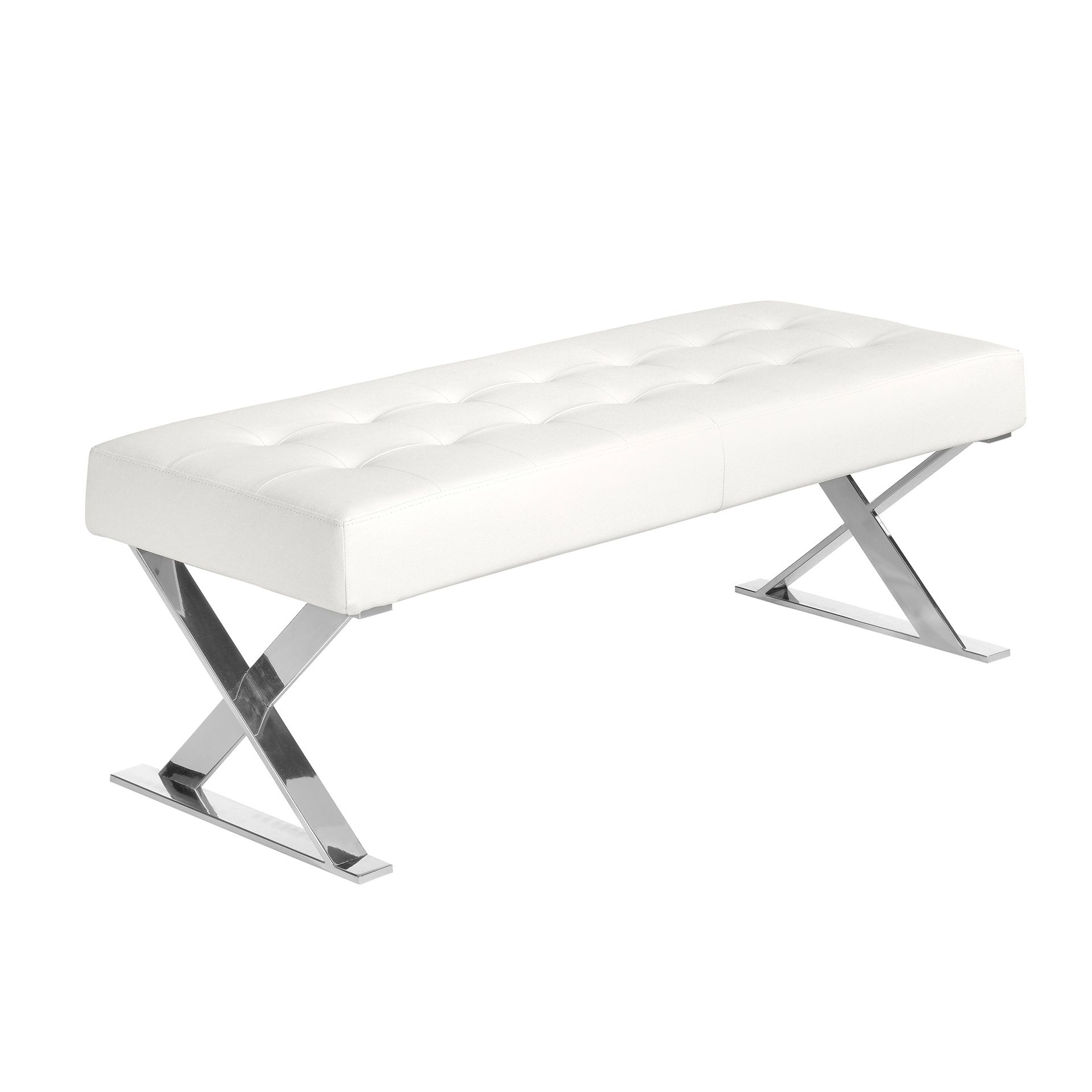 White leatherette bench