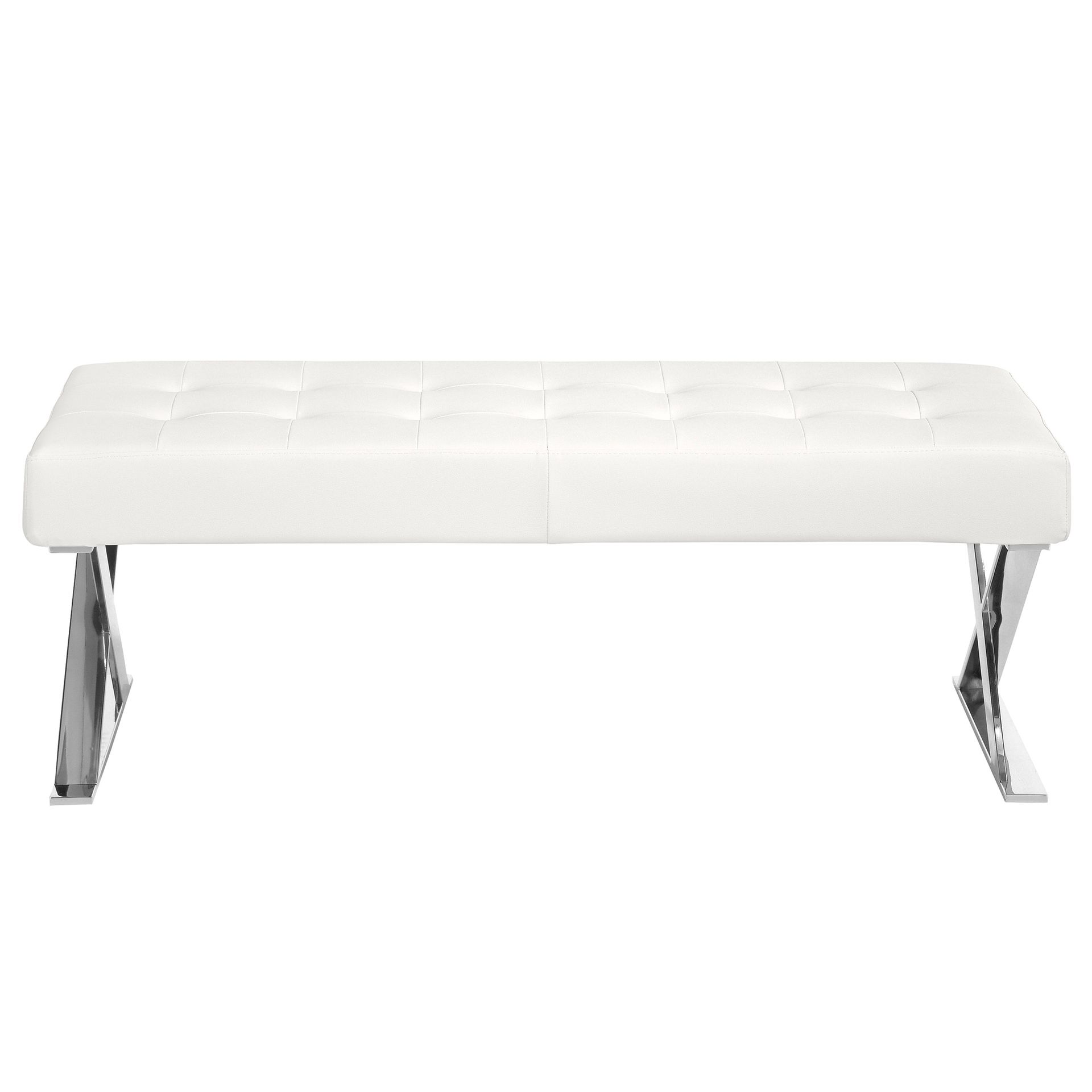 White leatherette bench