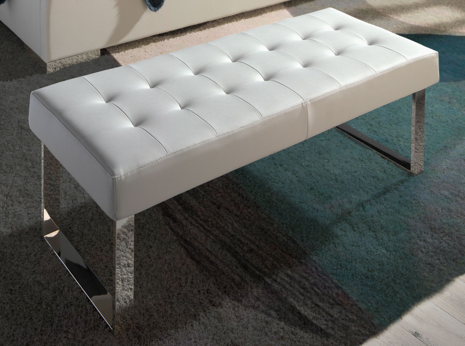 White leatherette bench