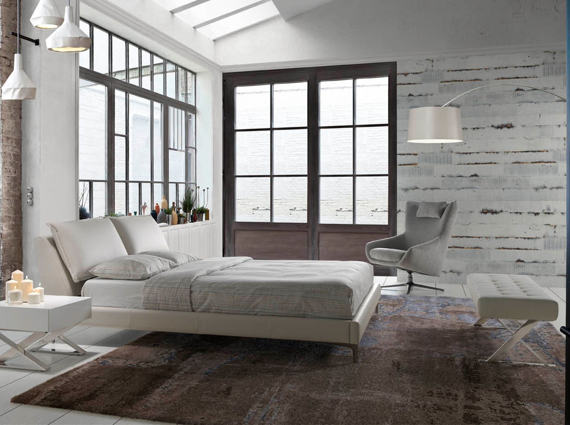 White leatherette bench
