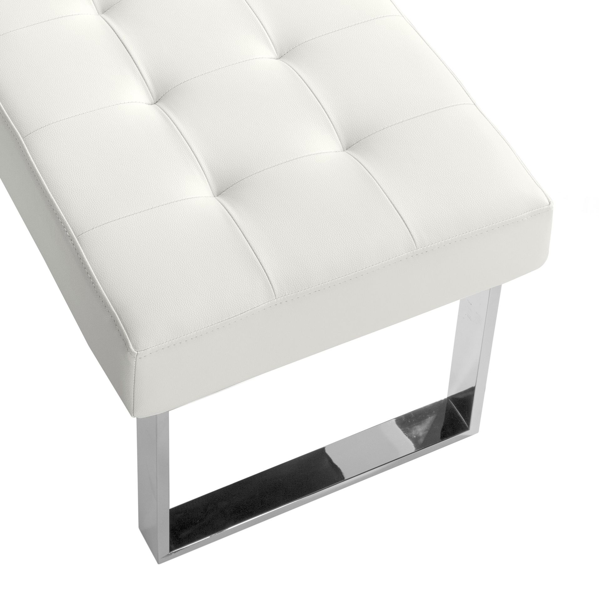 White leatherette bench
