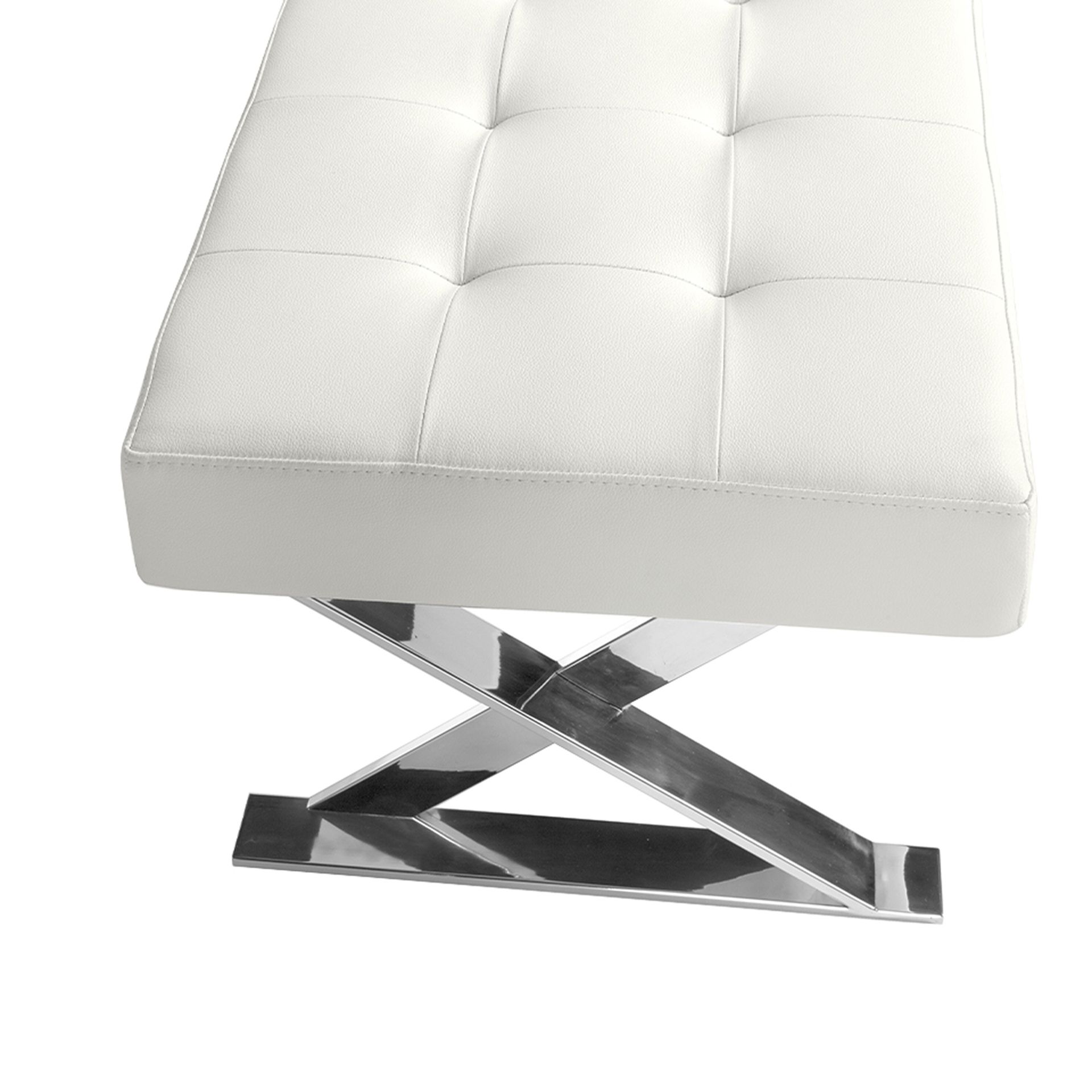White leatherette bench