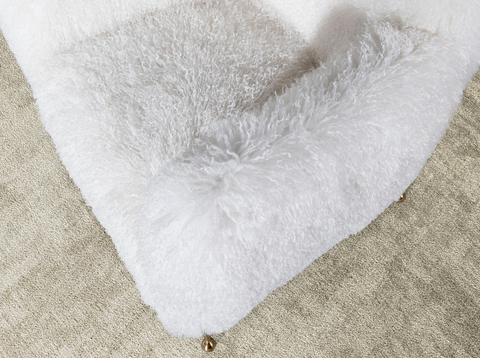 White long pile fabric armchair
