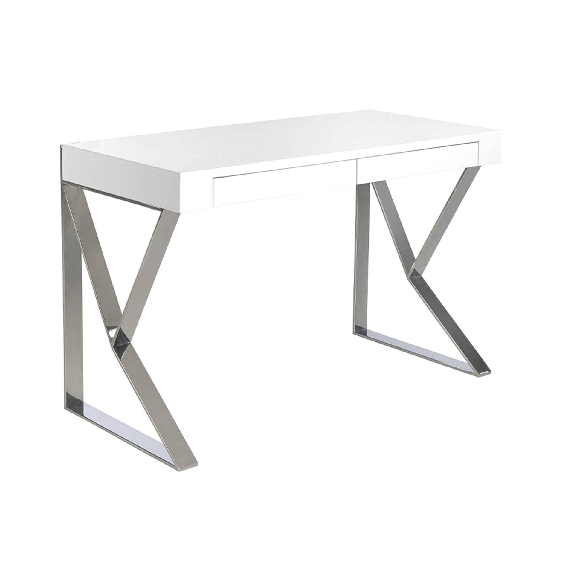 White wood and chromed steel desk