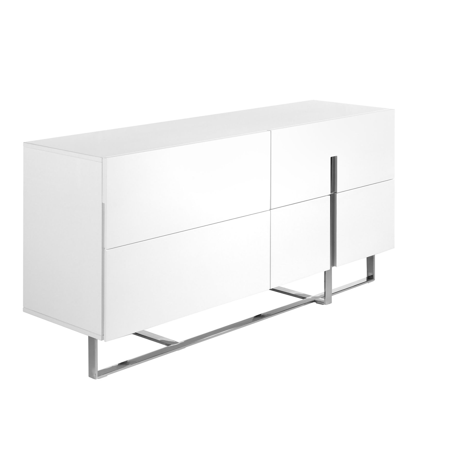 White wood and chromed steel sideboard