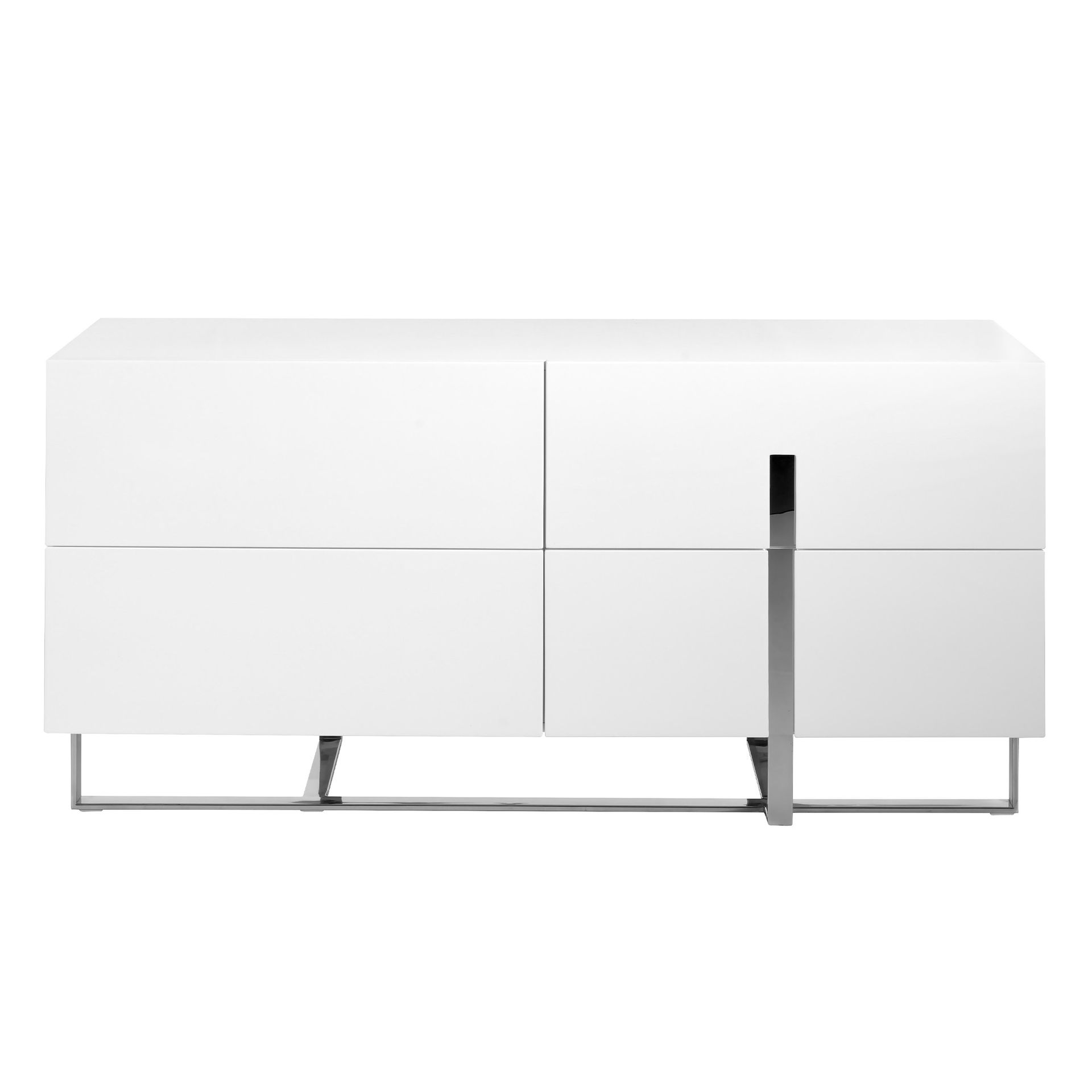 White wood and chromed steel sideboard