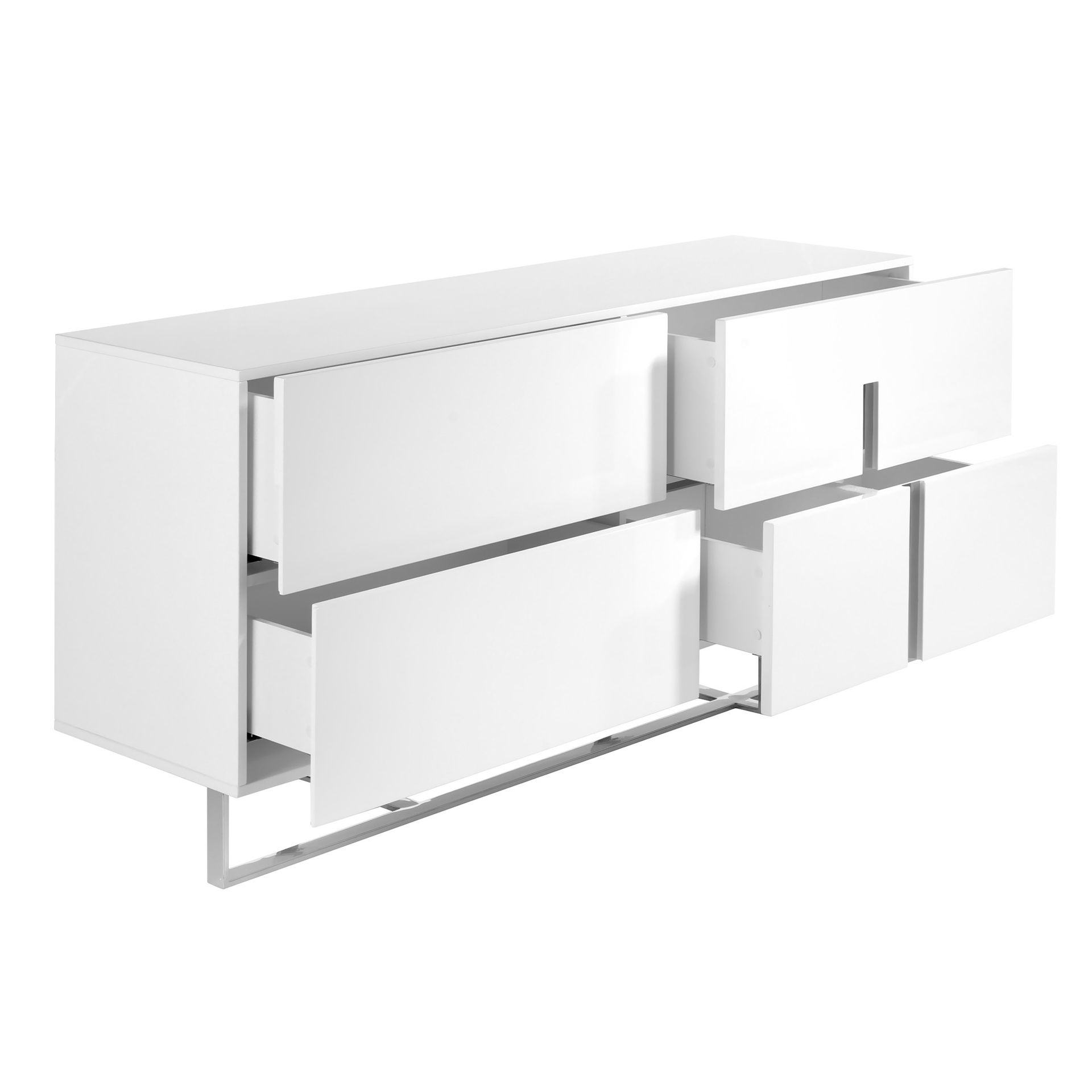 White wood and chromed steel sideboard