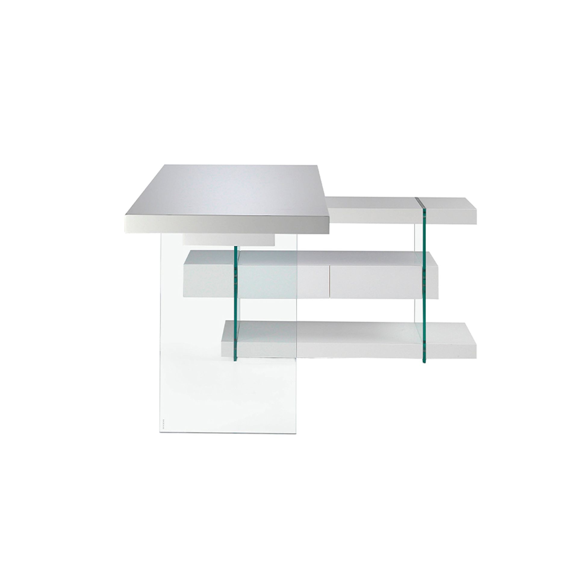 White wood and tempered glass desk