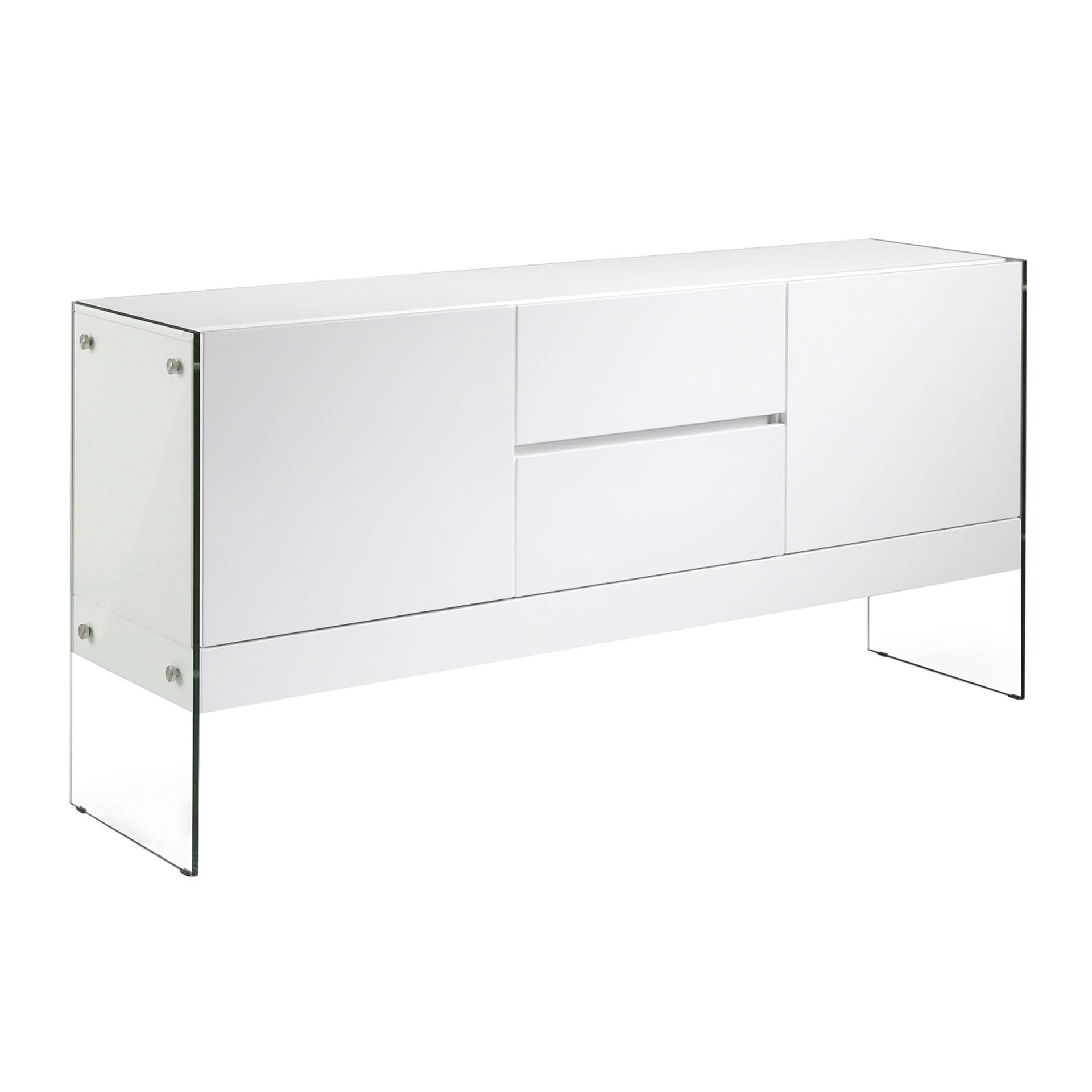White wood and tempered glass sideboard