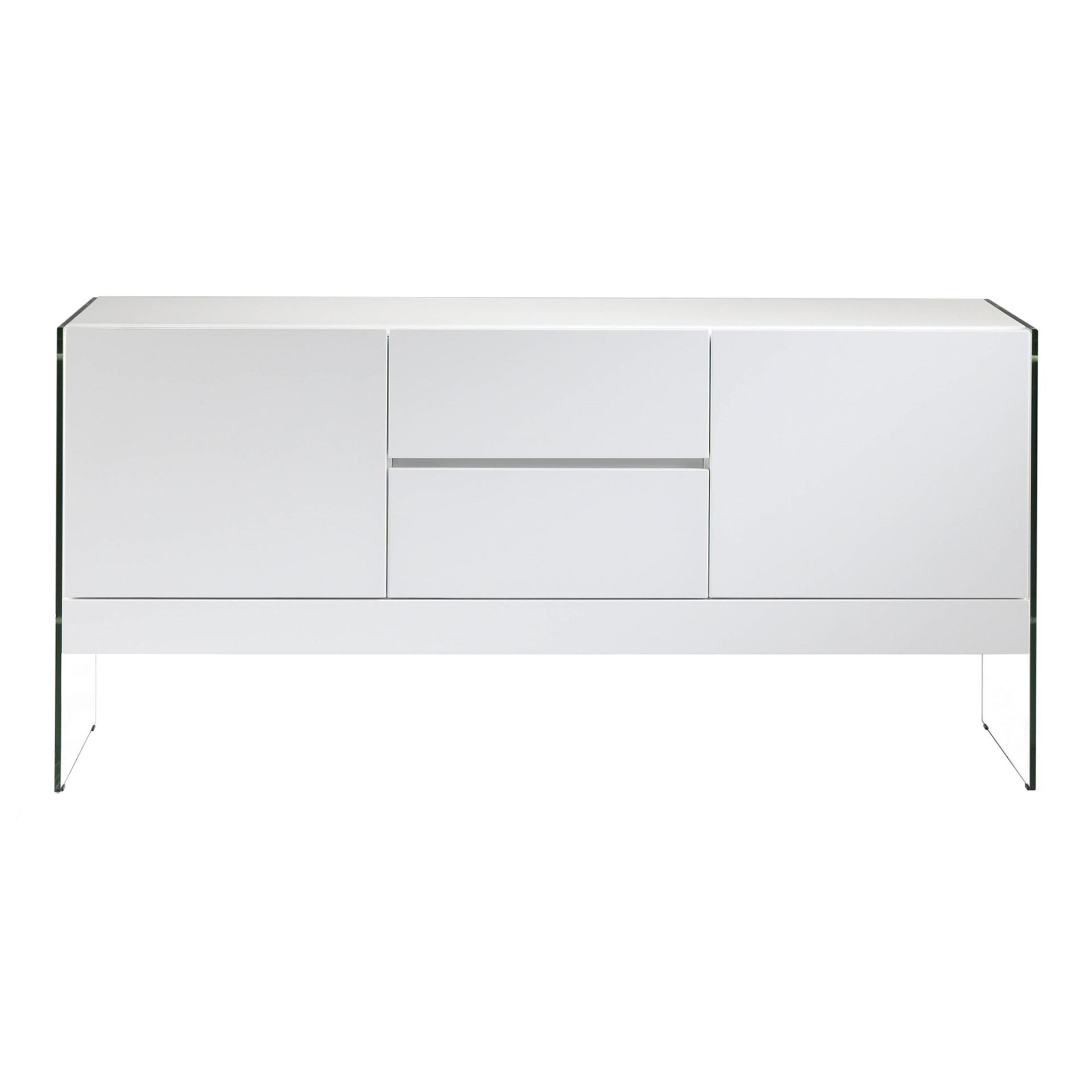 White wood and tempered glass sideboard