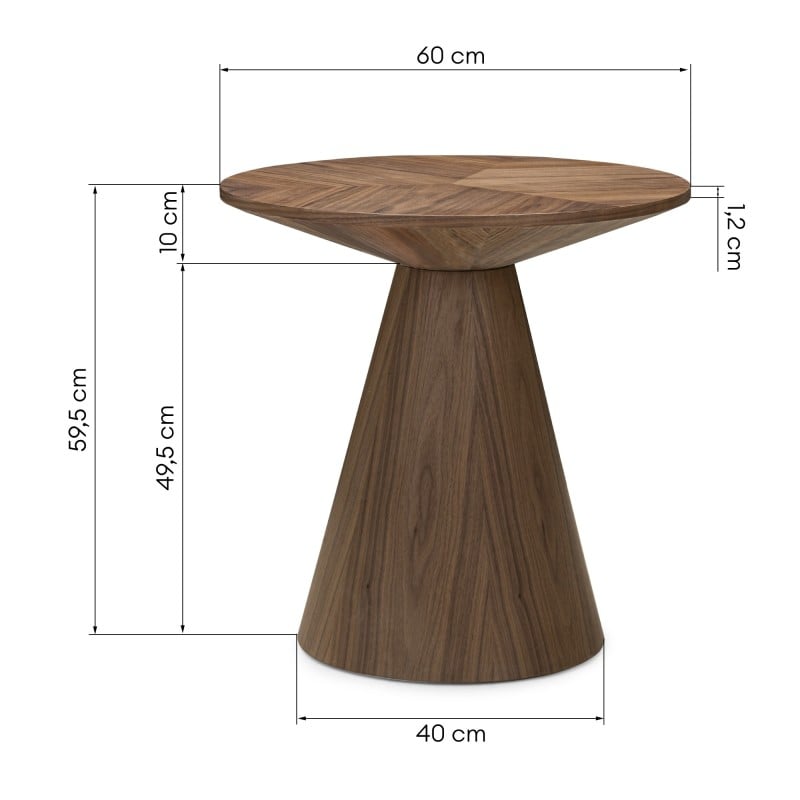 Okrągły stolik boczny Ange 60 cm, orzech