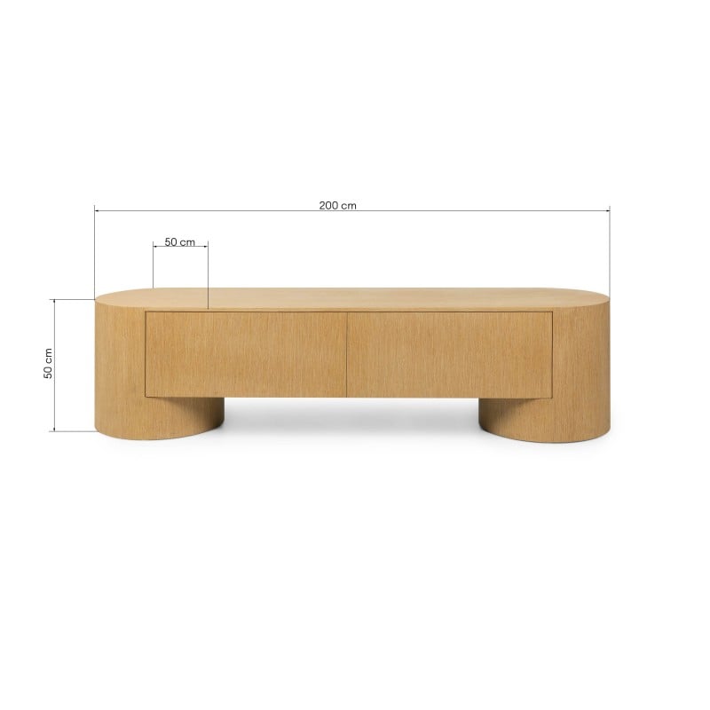 Szafka RTV z szufladami Aspen, 200 cm, dąb naturalny