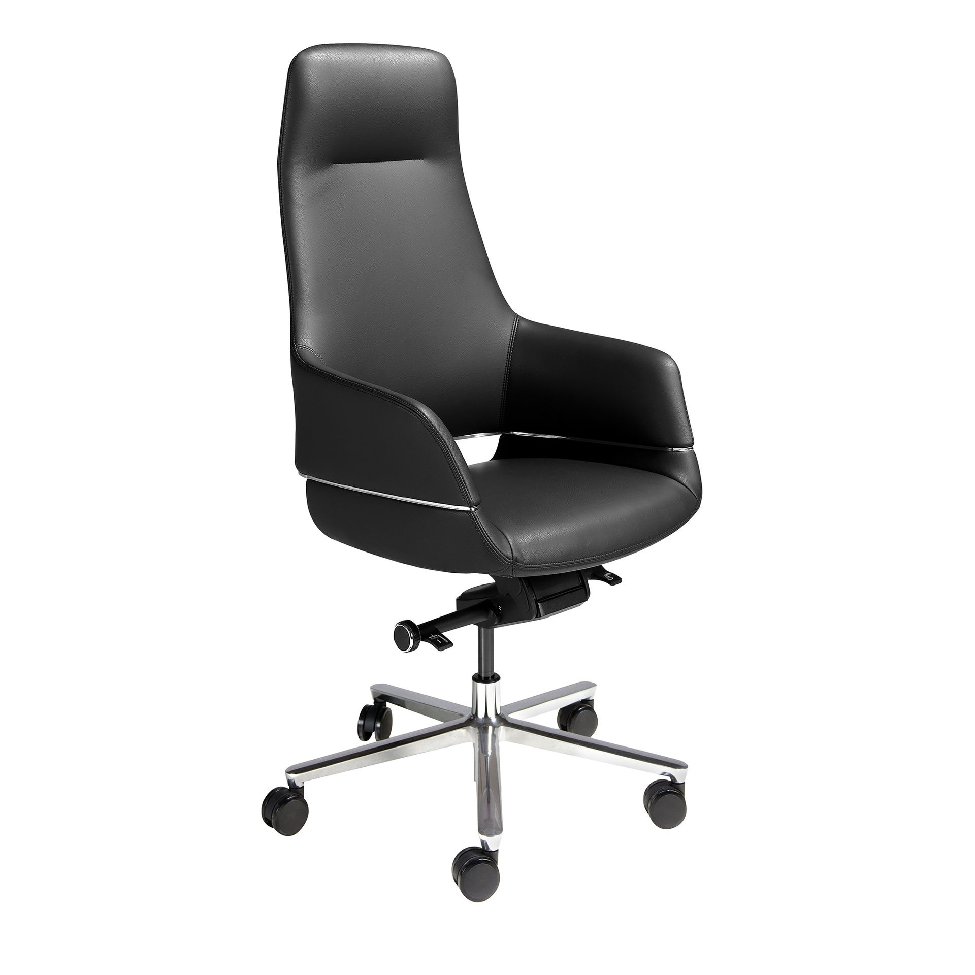 Black leatherette swivel office chair