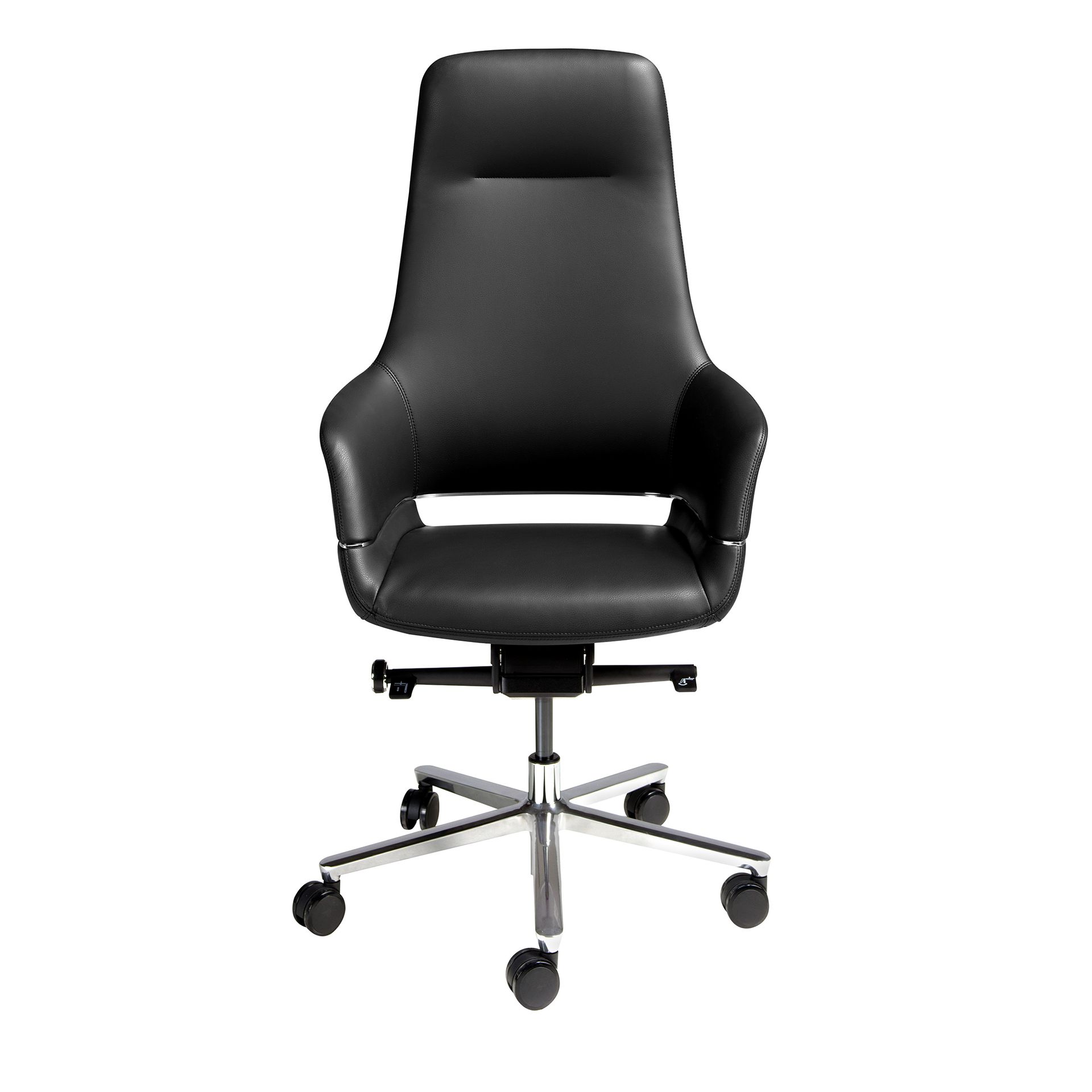 Black leatherette swivel office chair