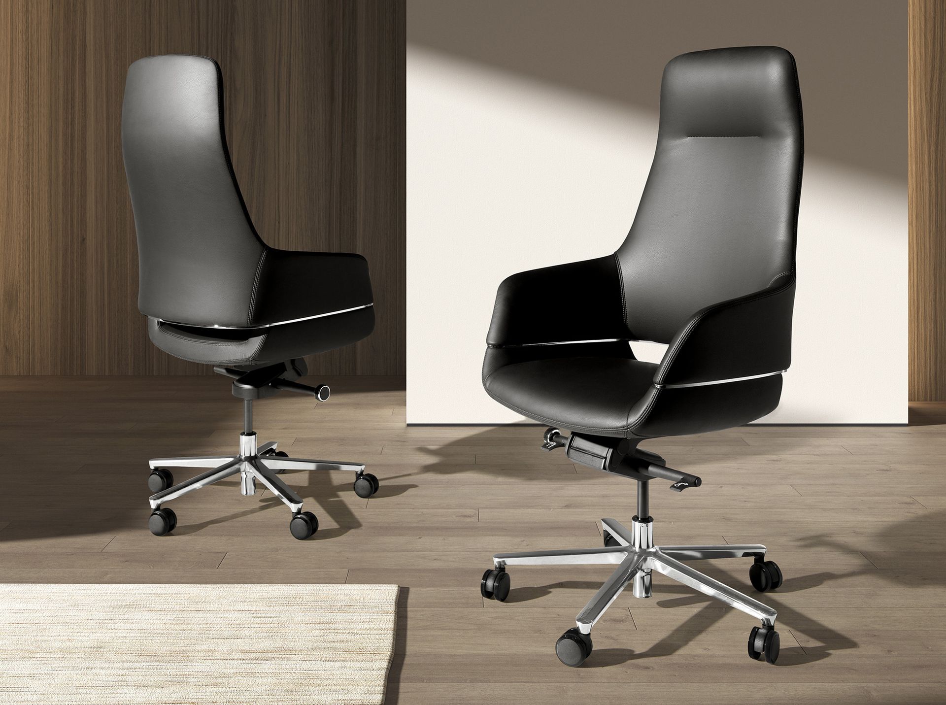 Black leatherette swivel office chair
