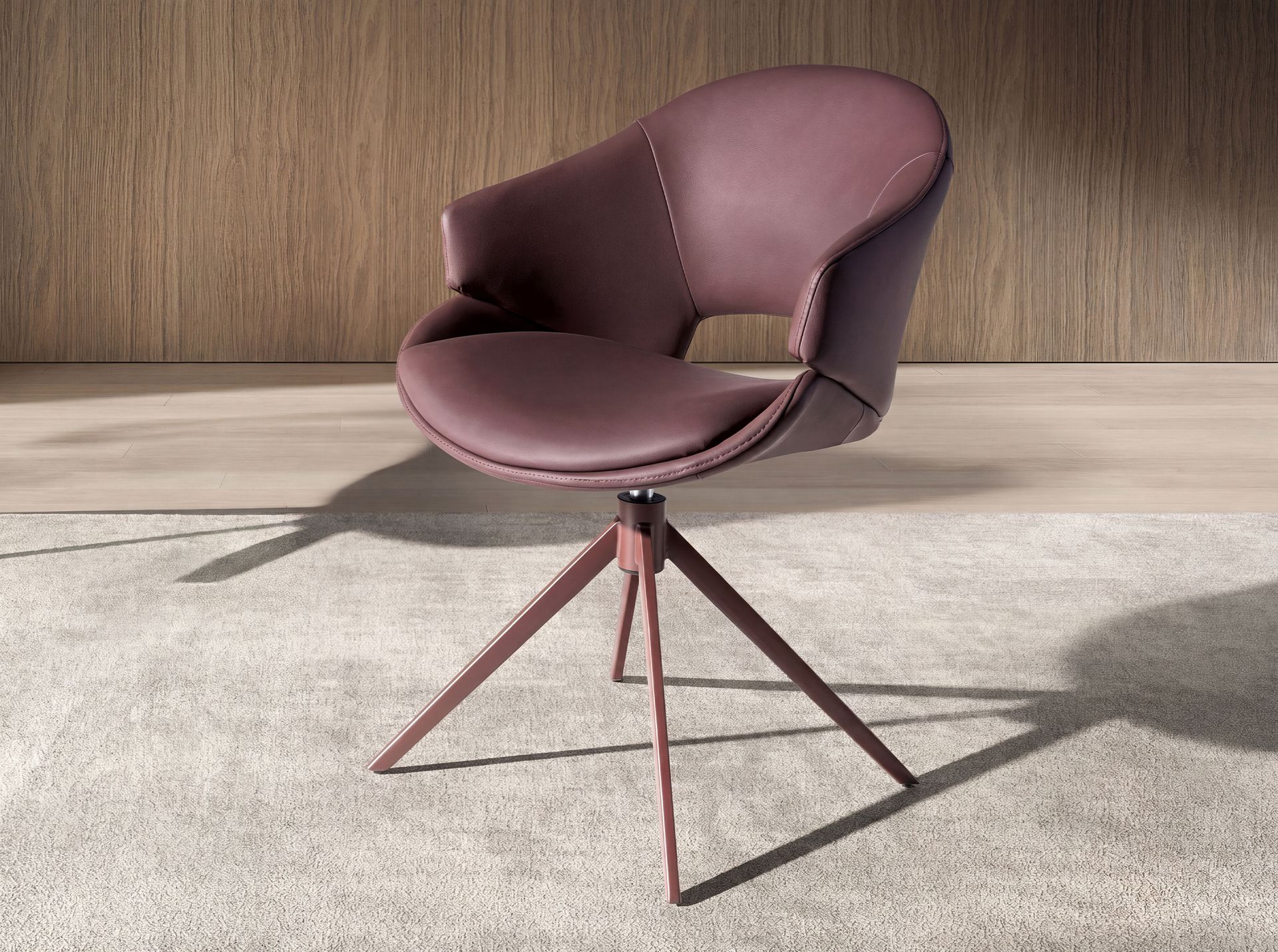 Copper brown leatherette swivel chair