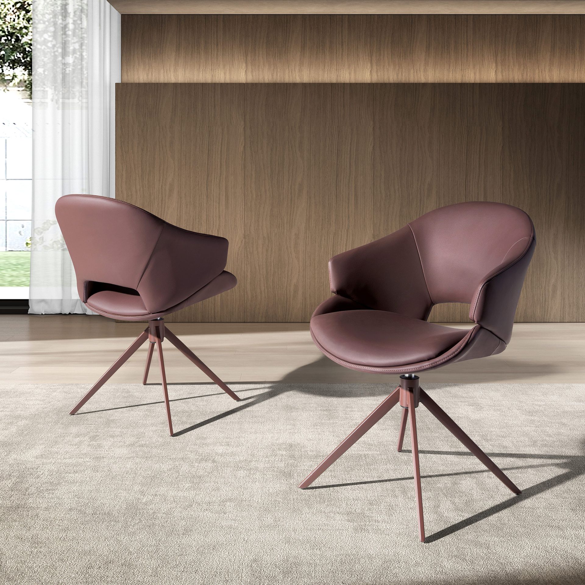 Copper brown leatherette swivel chair