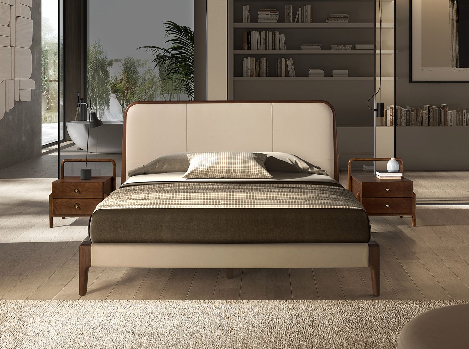Cream leatherette bed