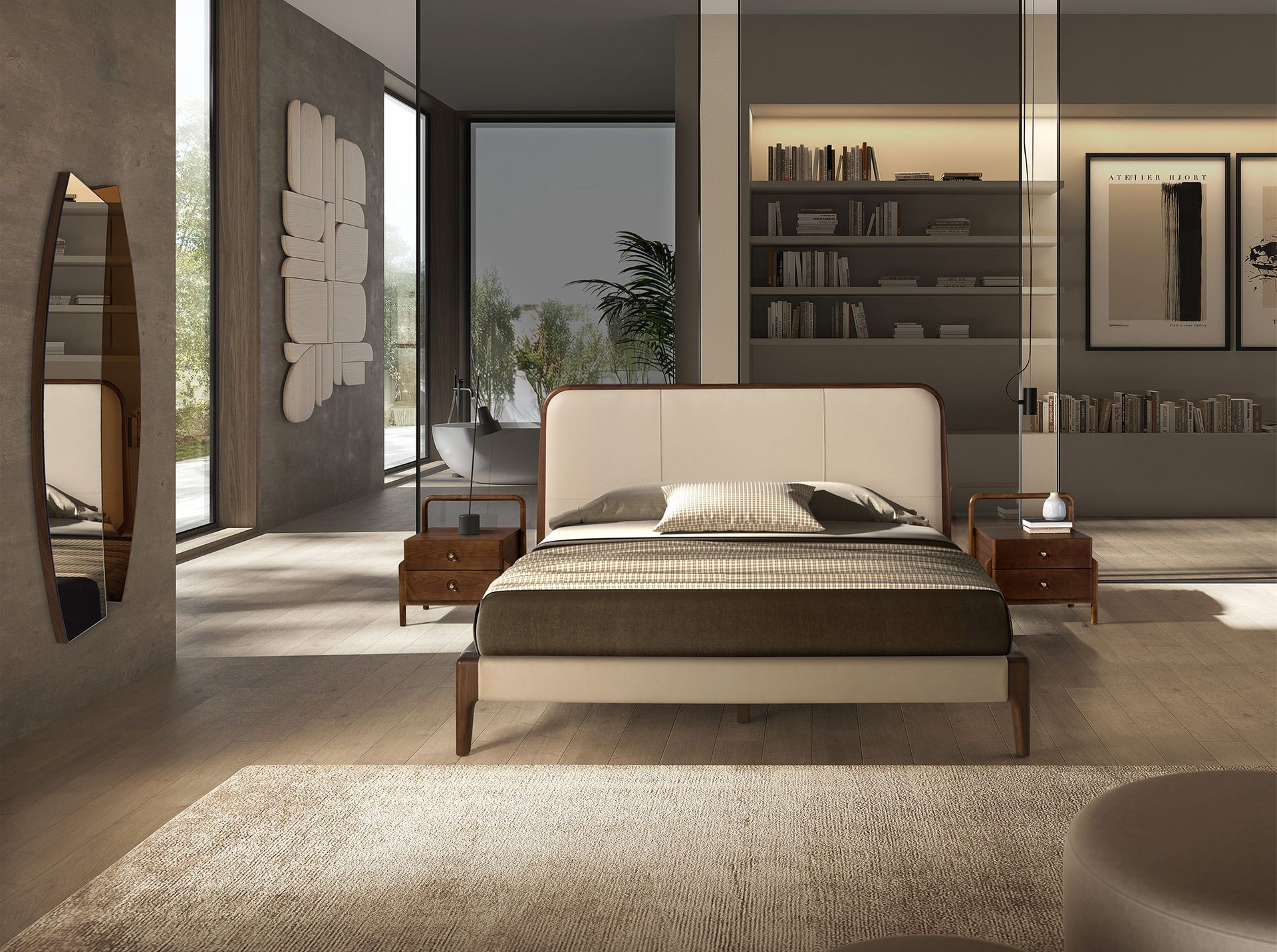 Cream leatherette bed