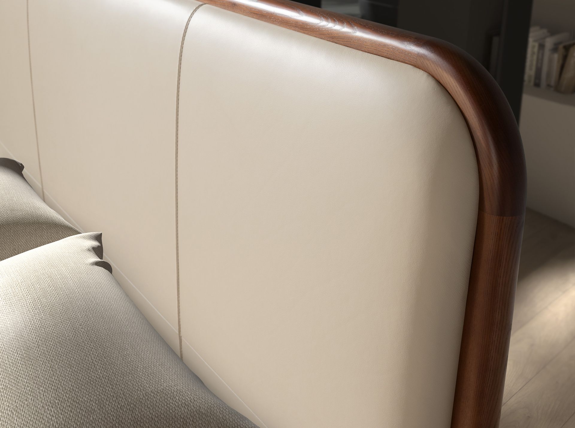 Cream leatherette bed