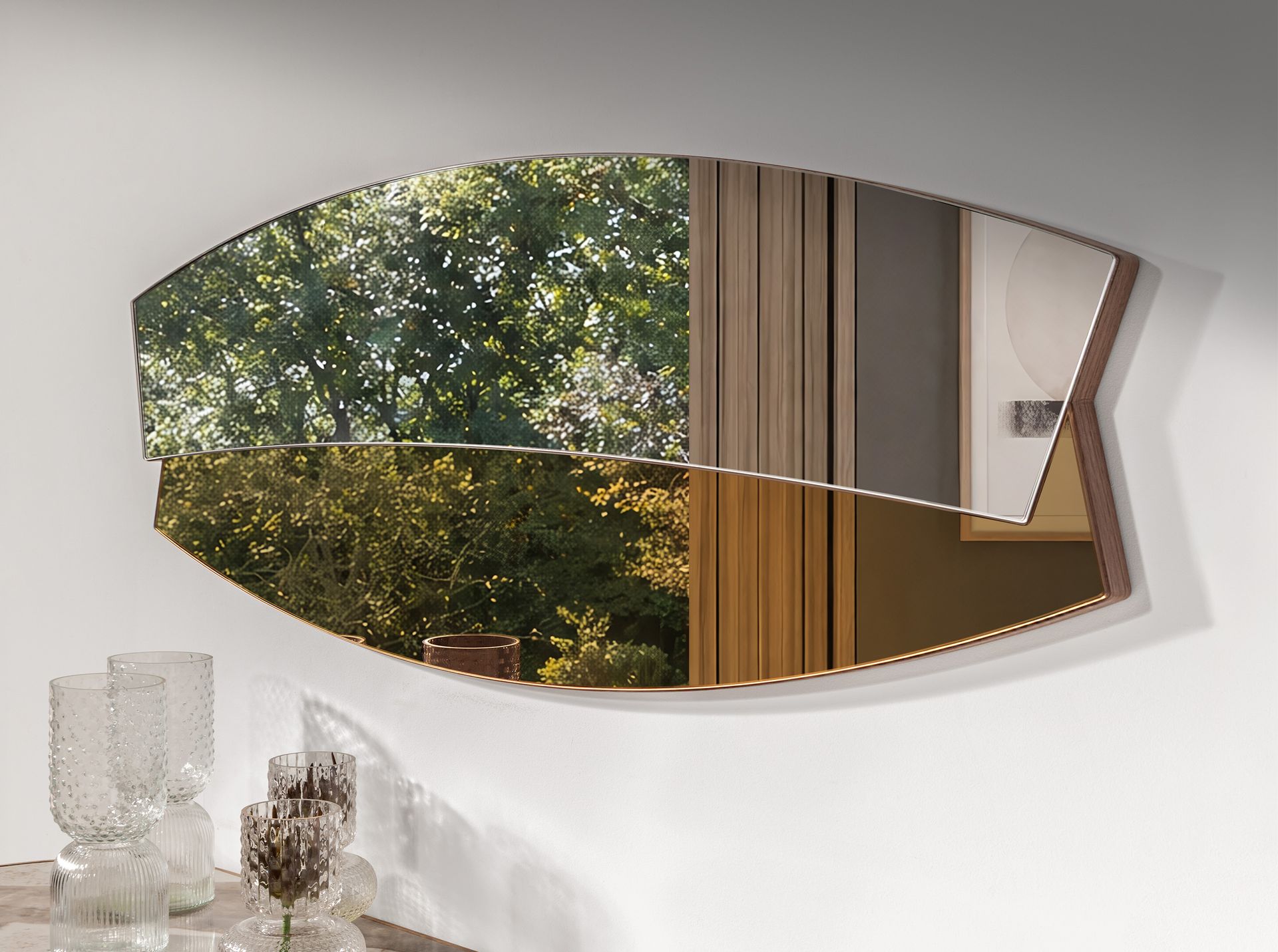Organic walnut wall mirror